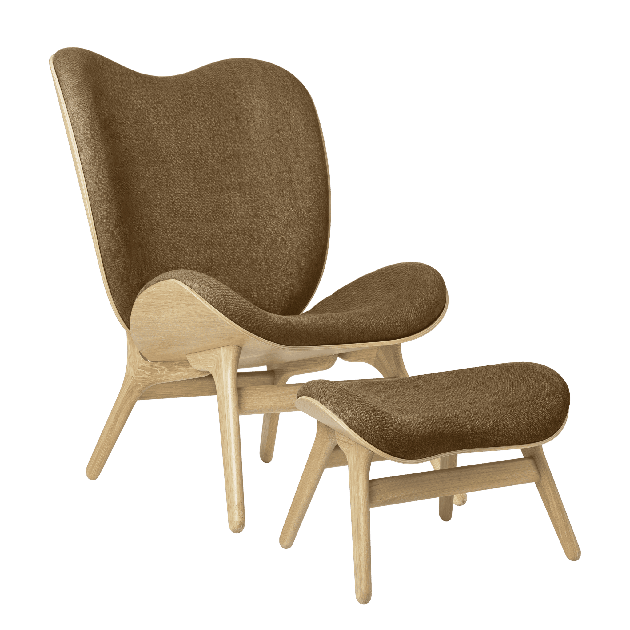 Fotel CONVERSATION PIECE TALL karmelowy z dębową podstawą UMAGE Eye on Design