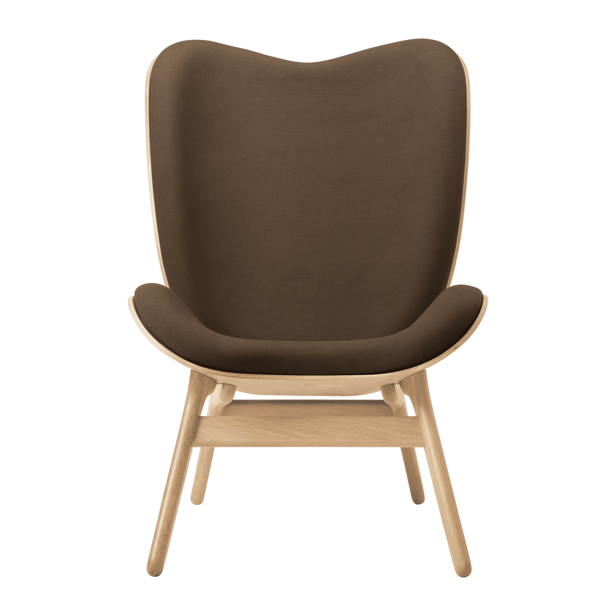 Fotel CONVERSATION PIECE TALL kawowy z dębową podstawą UMAGE Eye on Design