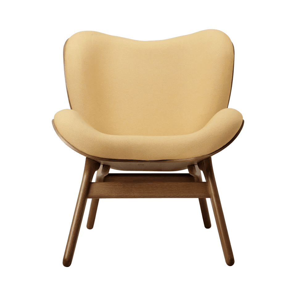Fotel CONVERSATION PIECE żółty z ciemno dębową podstawą UMAGE Eye on Design