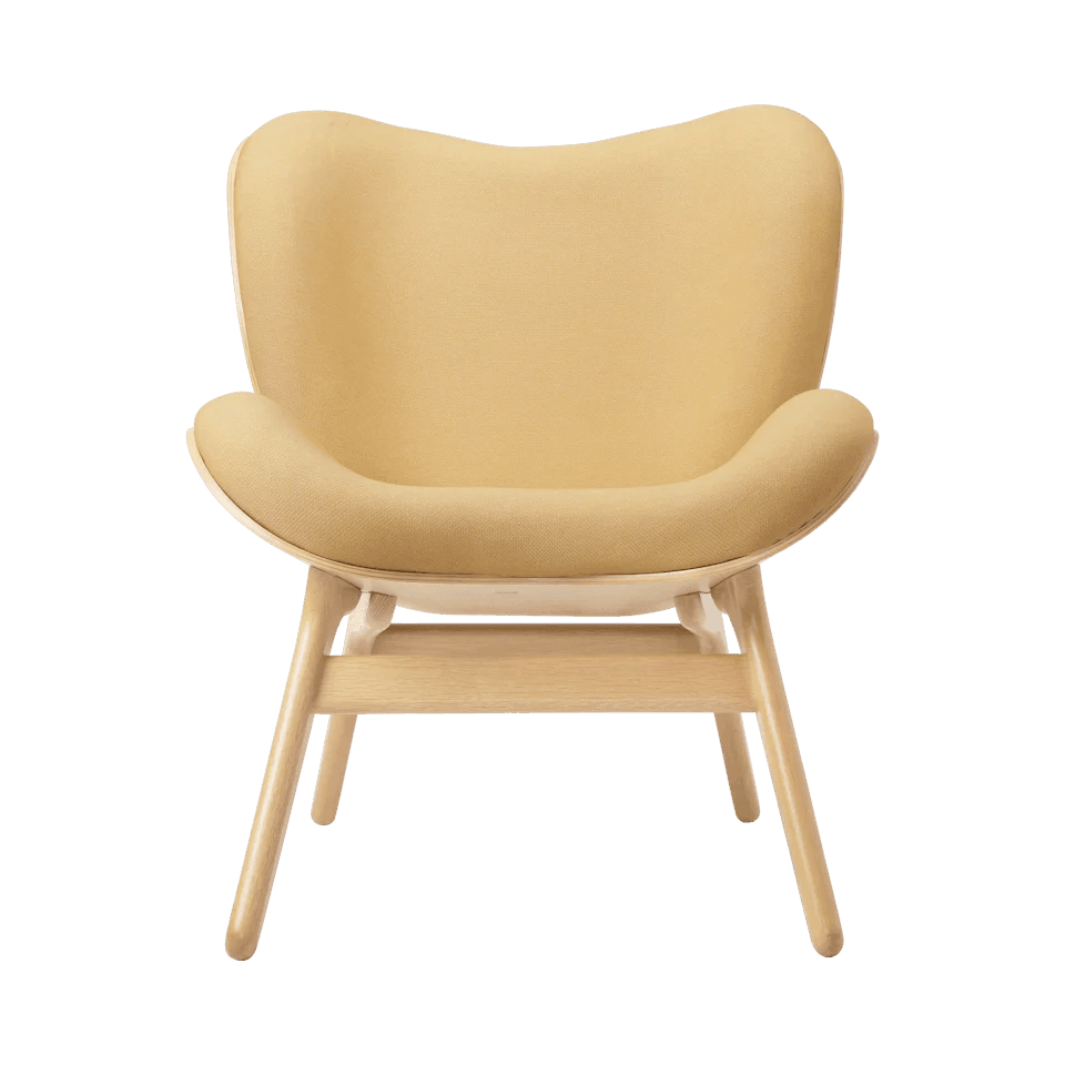 Fotel CONVERSATION PIECE żółty z dębową podstawą UMAGE Eye on Design