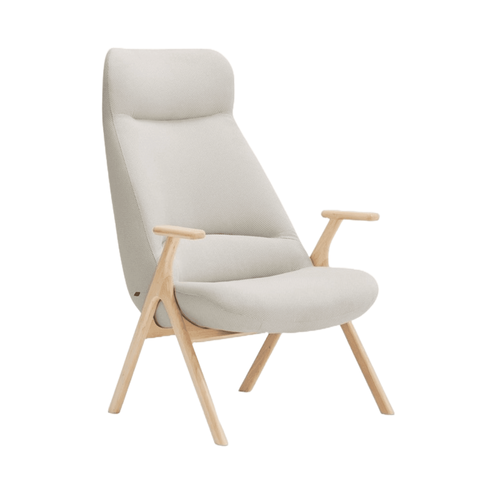 Fotel DINS wysoki kremowy z drewnianą podstawą Teulat Eye on Design