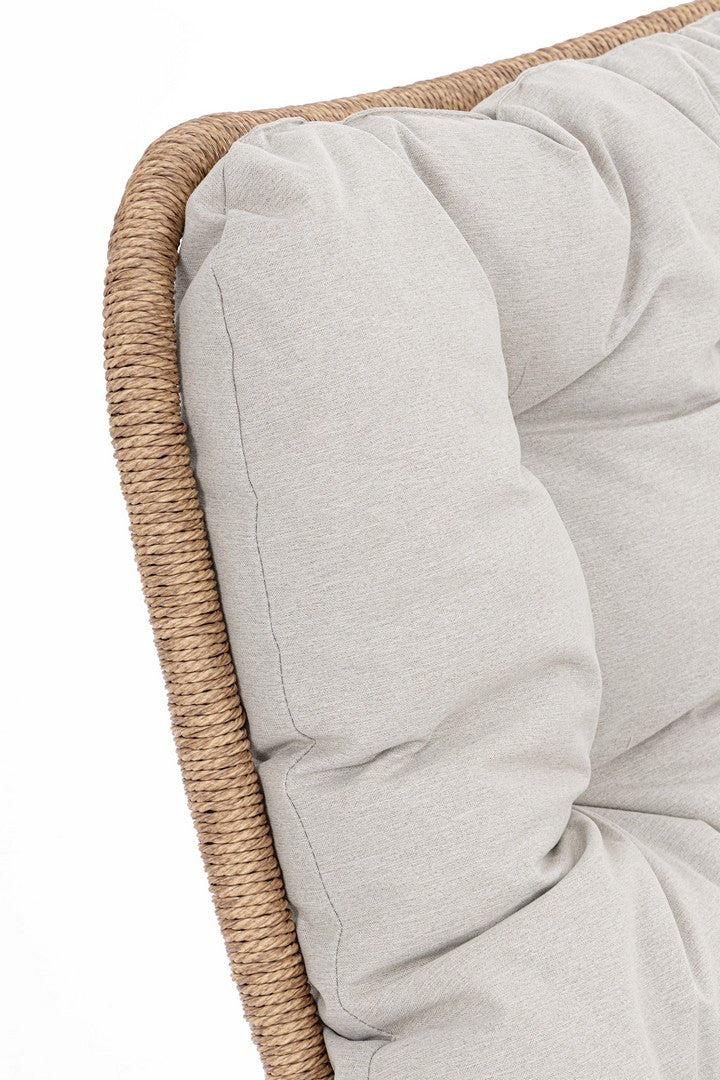 Buiten draaistoel EMERY beige met een bruine basis