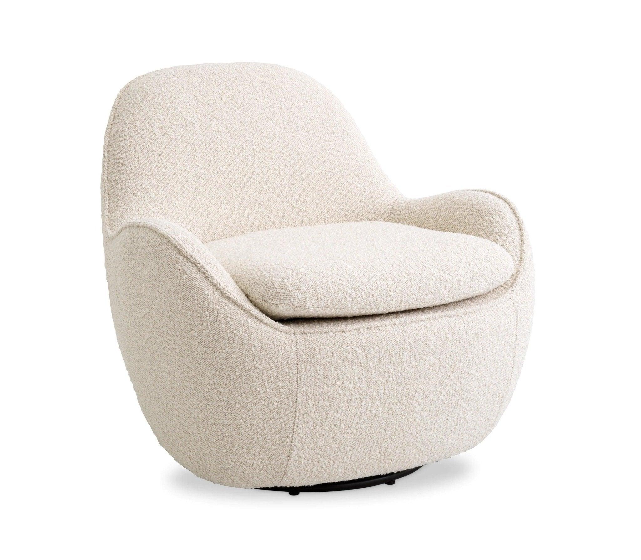 Fotel obrotowy w tkaninie boucle CUPIDO kremowy Eichholtz Eye on Design