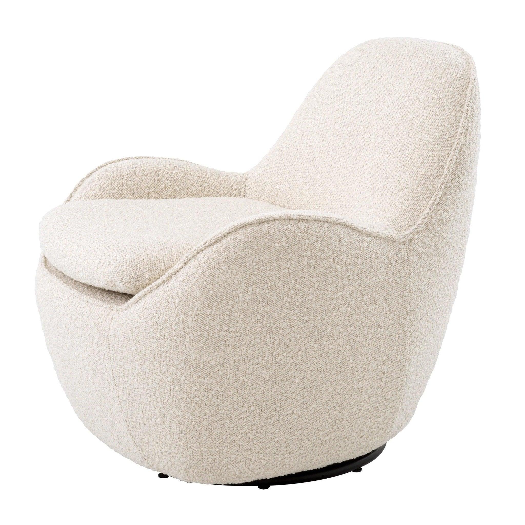 Fotel obrotowy w tkaninie boucle CUPIDO kremowy Eichholtz Eye on Design