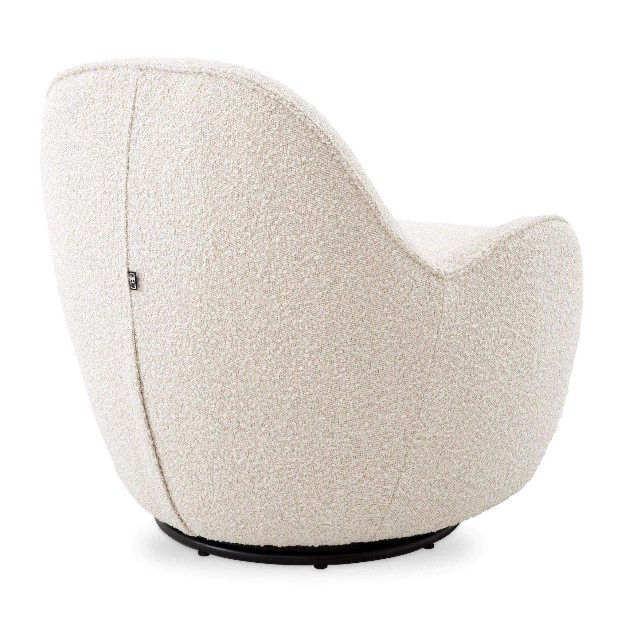 Fotel obrotowy w tkaninie boucle CUPIDO kremowy Eichholtz Eye on Design