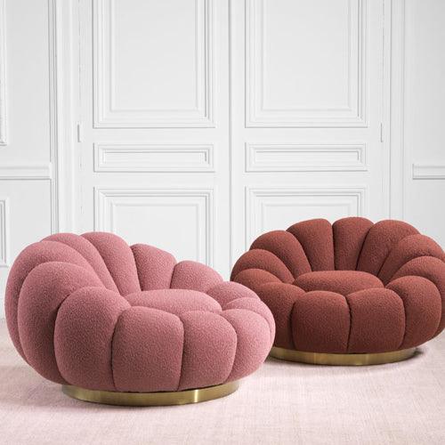 Fotel obrotowy w tkaninie boucle MELLO różowy Eichholtz Eye on Design