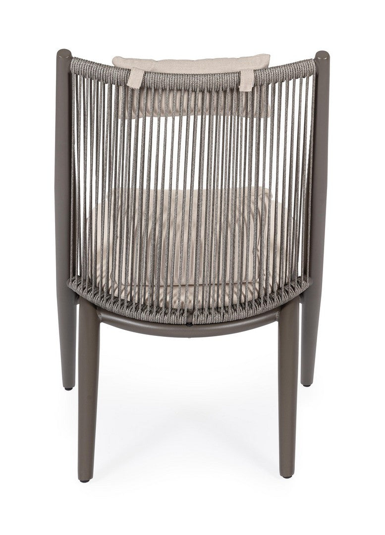 Buitenstoel ALOHA beige met een chocoladebruine basis