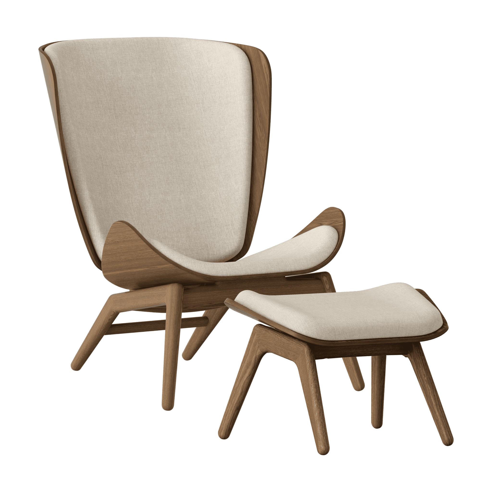 Fotel READER beżowy z ciemno dębową podstawą UMAGE Eye on Design