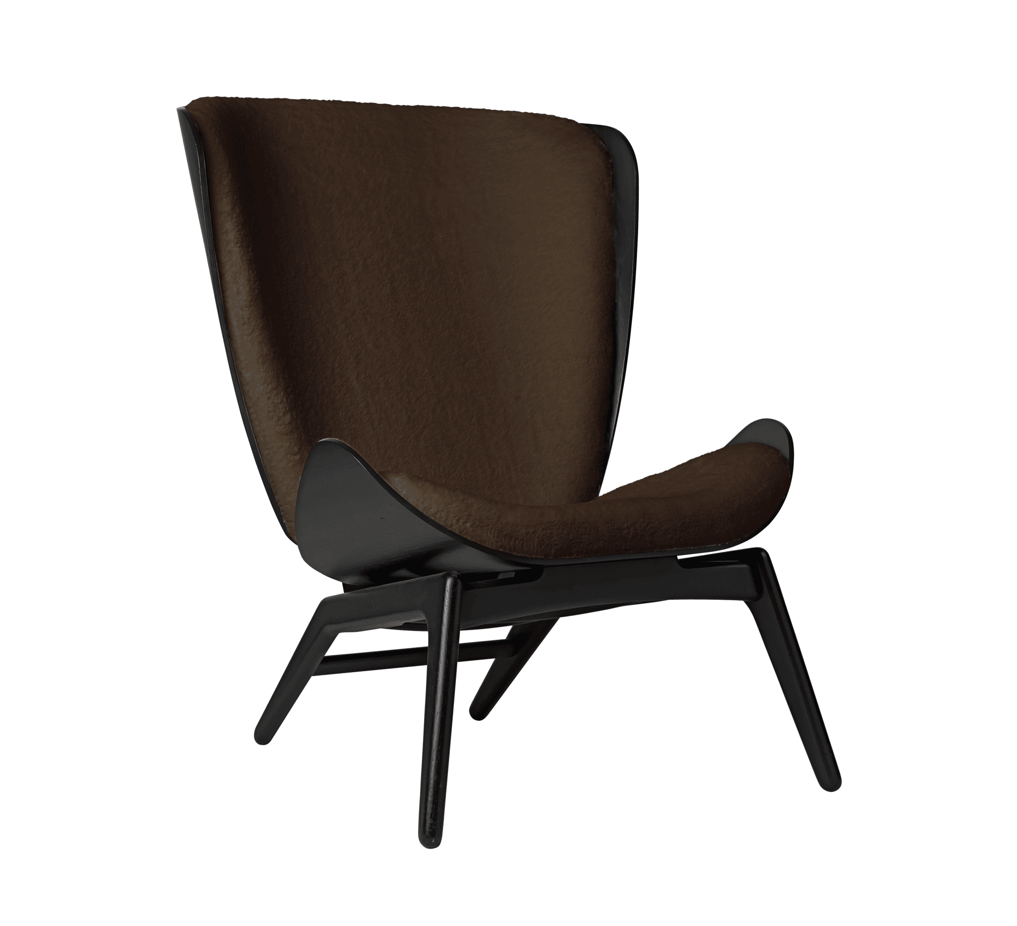 Fotel READER brązowy plusz z czarną podstawą UMAGE Eye on Design