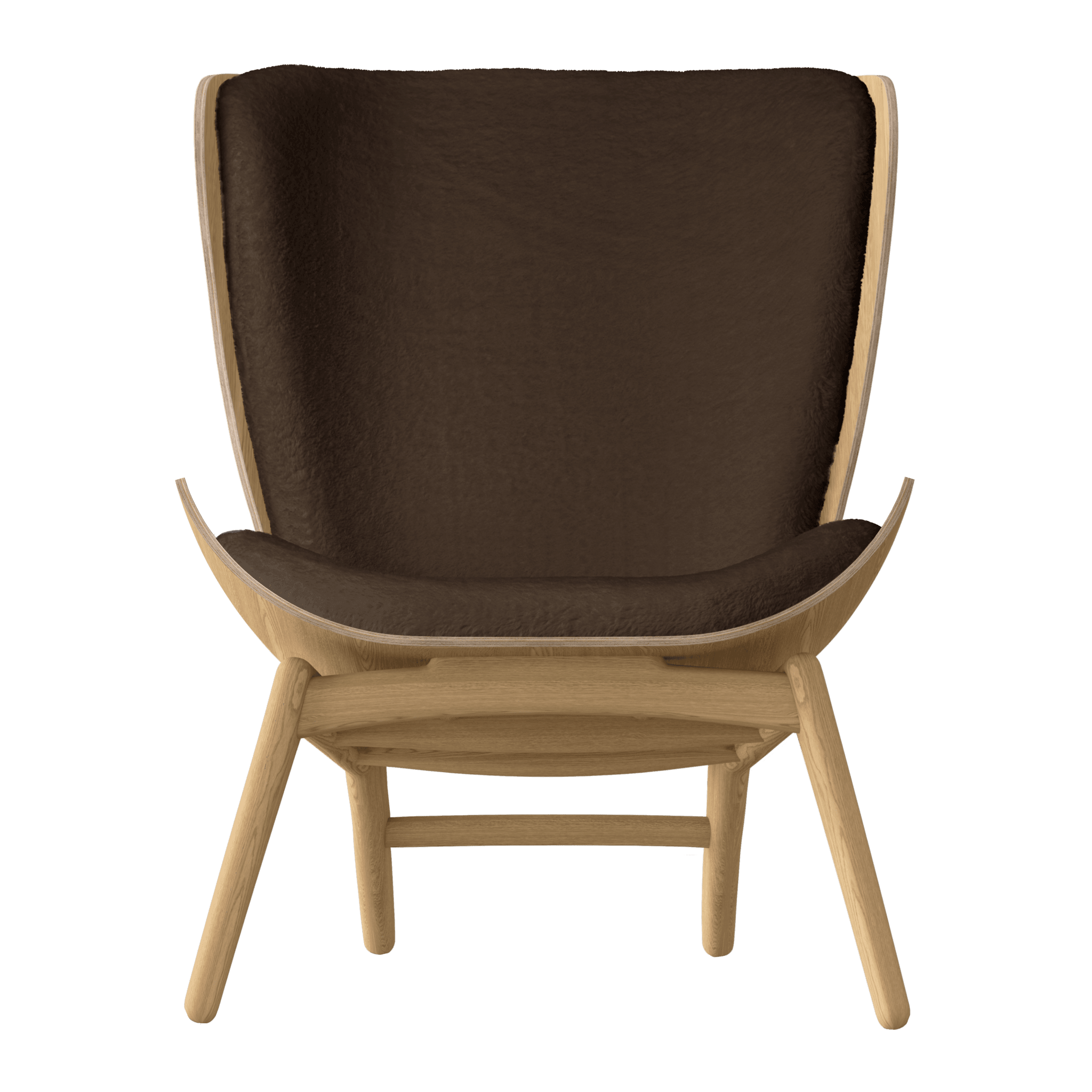 Fotel READER brązowy plusz z dębową podstawą UMAGE Eye on Design