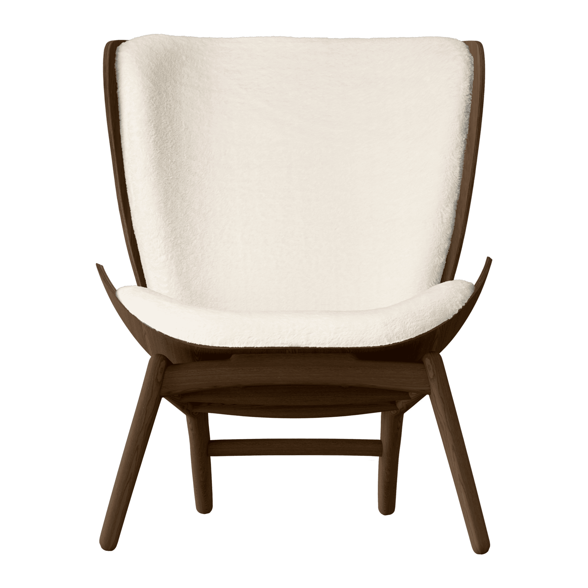 Fotel READER kremowy plusz z ciemno dębową podstawą UMAGE Eye on Design