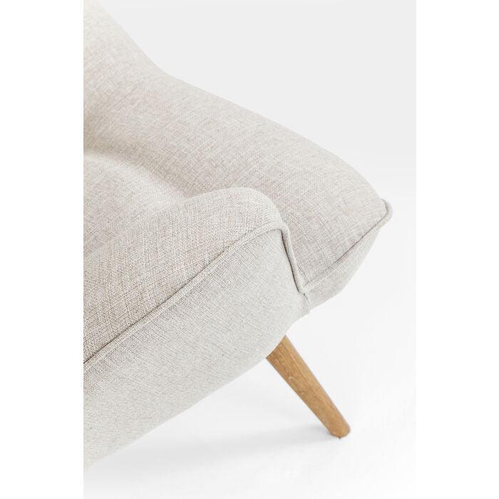 Fotel uszak VICKY jasnobeżowy z drewnianą podstawą - Eye on Design