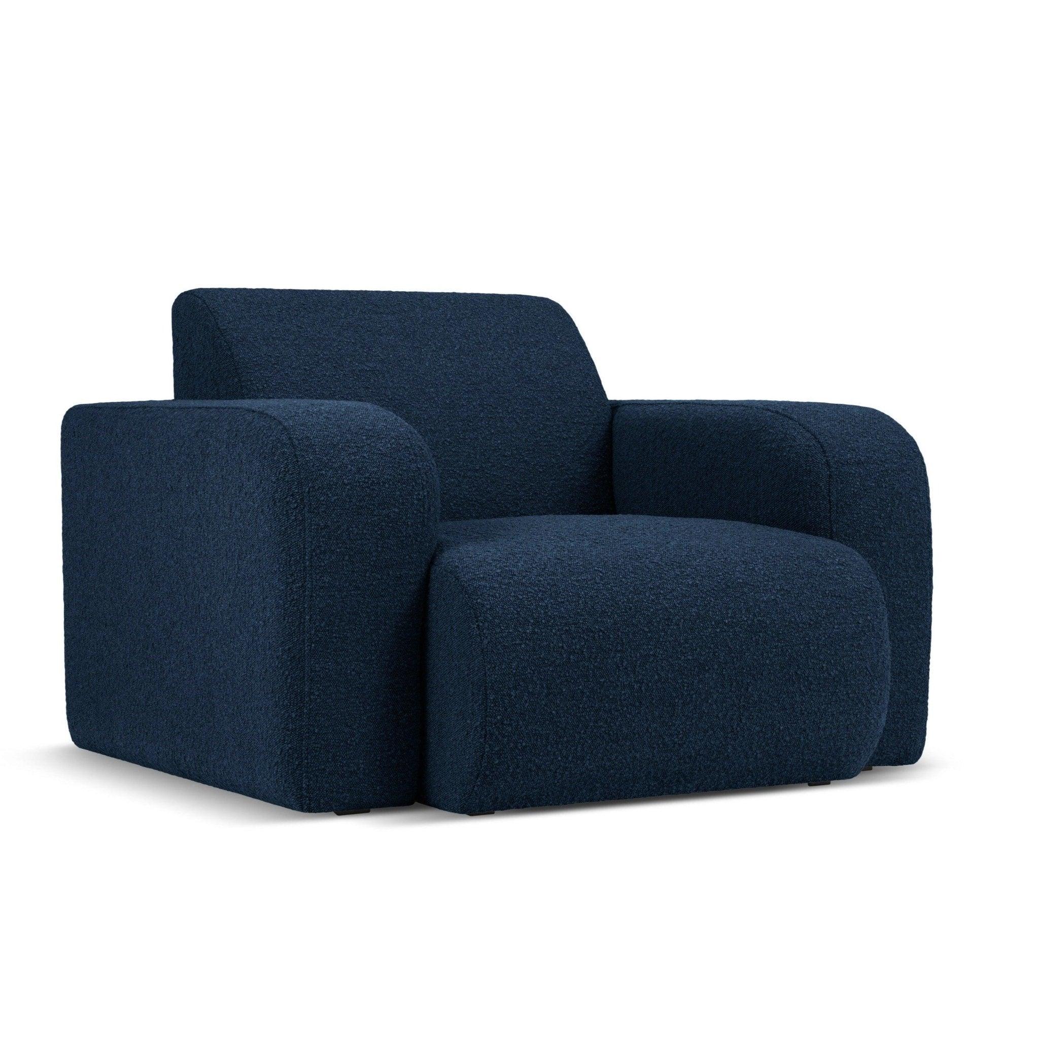 Fotel w tkaninie boucle LOLA ciemnoniebieski Windsor & Co Eye on Design
