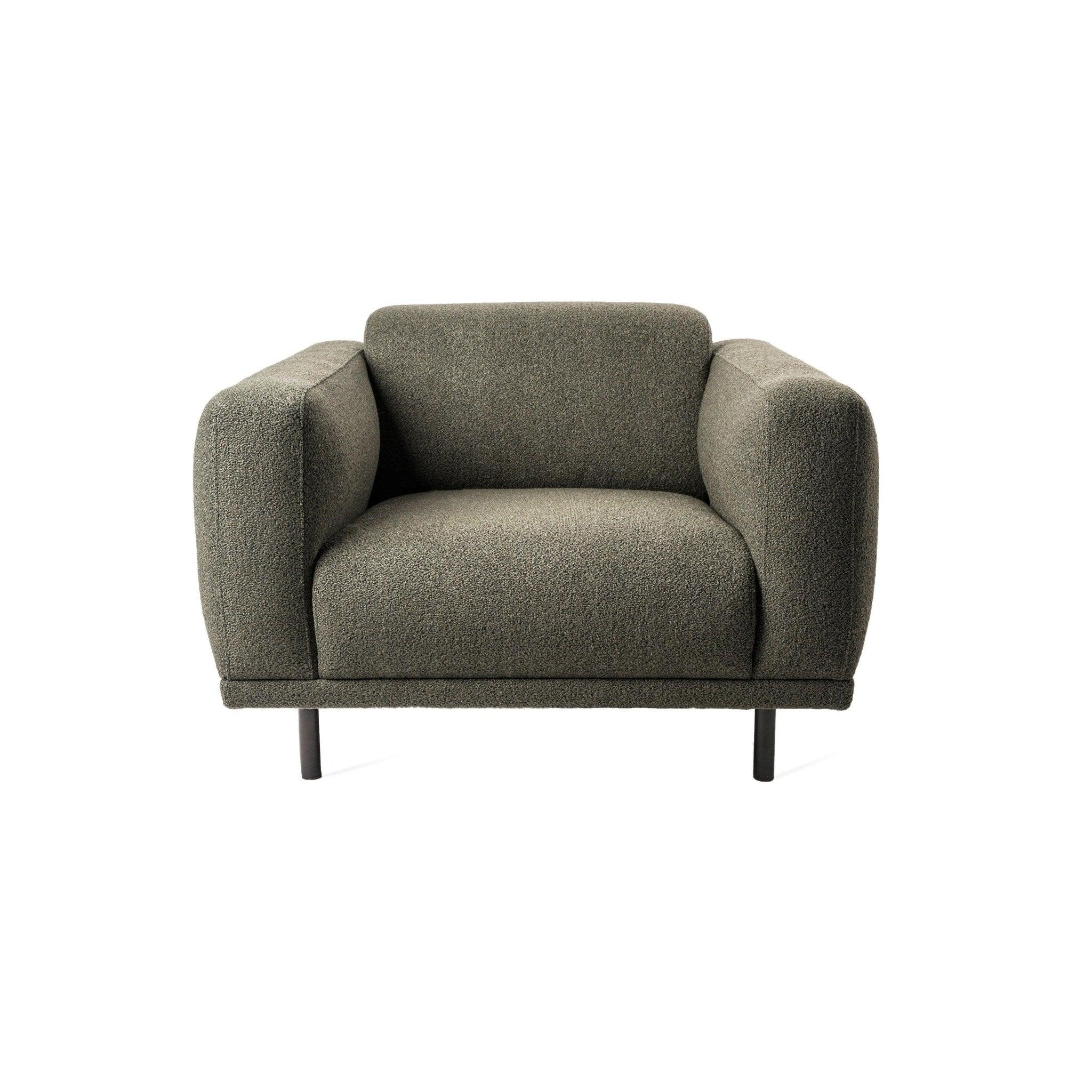 Fotel w tkaninie boucle TEDDY oliwkowy Pols Potten Eye on Design