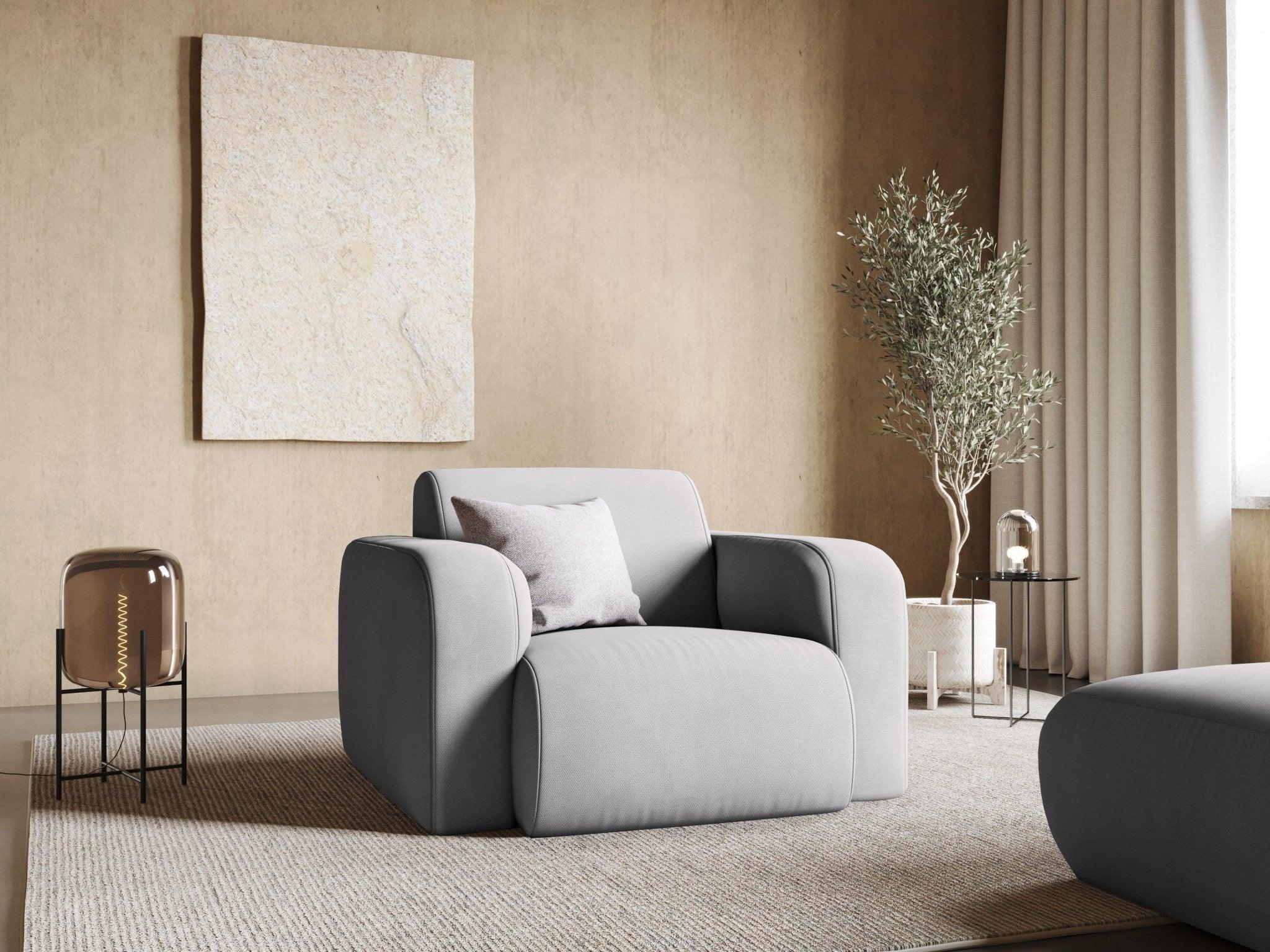 Fotel w tkaninie chenillowej LOLA jasnoszary Windsor & Co Eye on Design