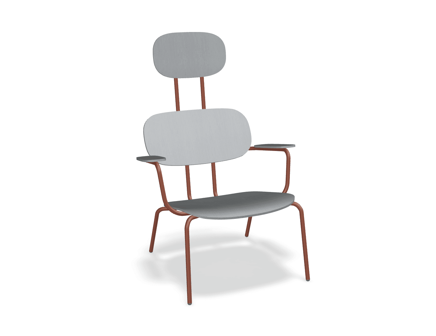 Fotel z zagłówkiem NEW SCHOOL LOUNGE ceglasty MDD jasny szary bez podnóżka Eye on Design