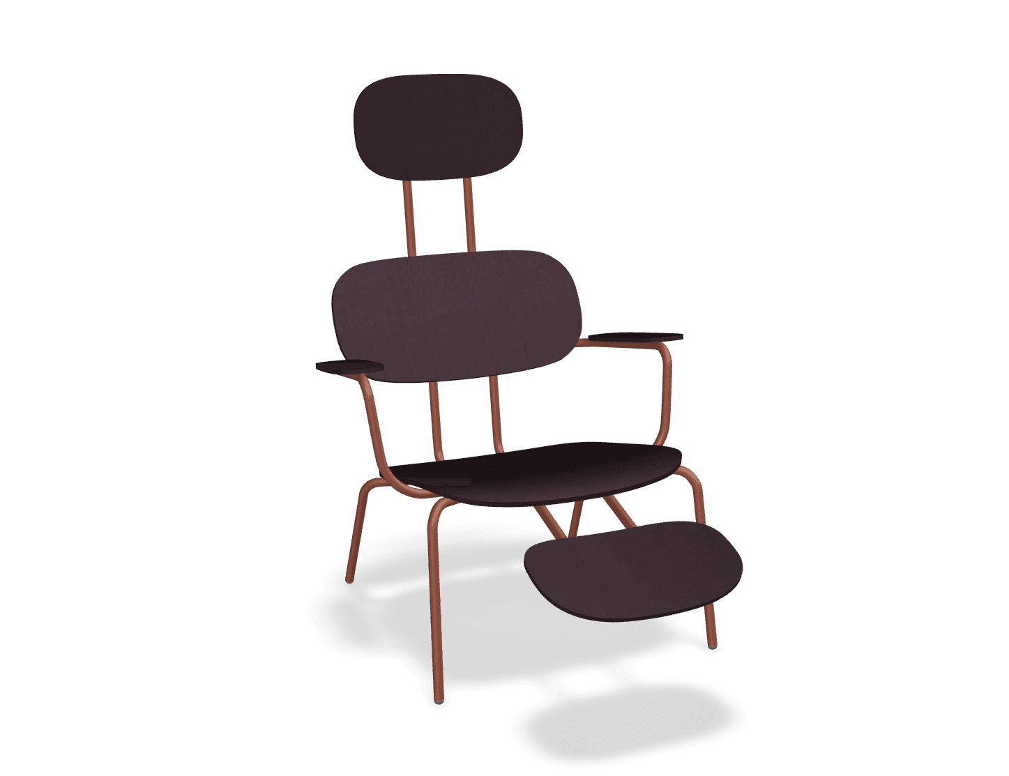 Fotel z zagłówkiem NEW SCHOOL LOUNGE ceglasty MDD bordowy z podnóżkiem Eye on Design