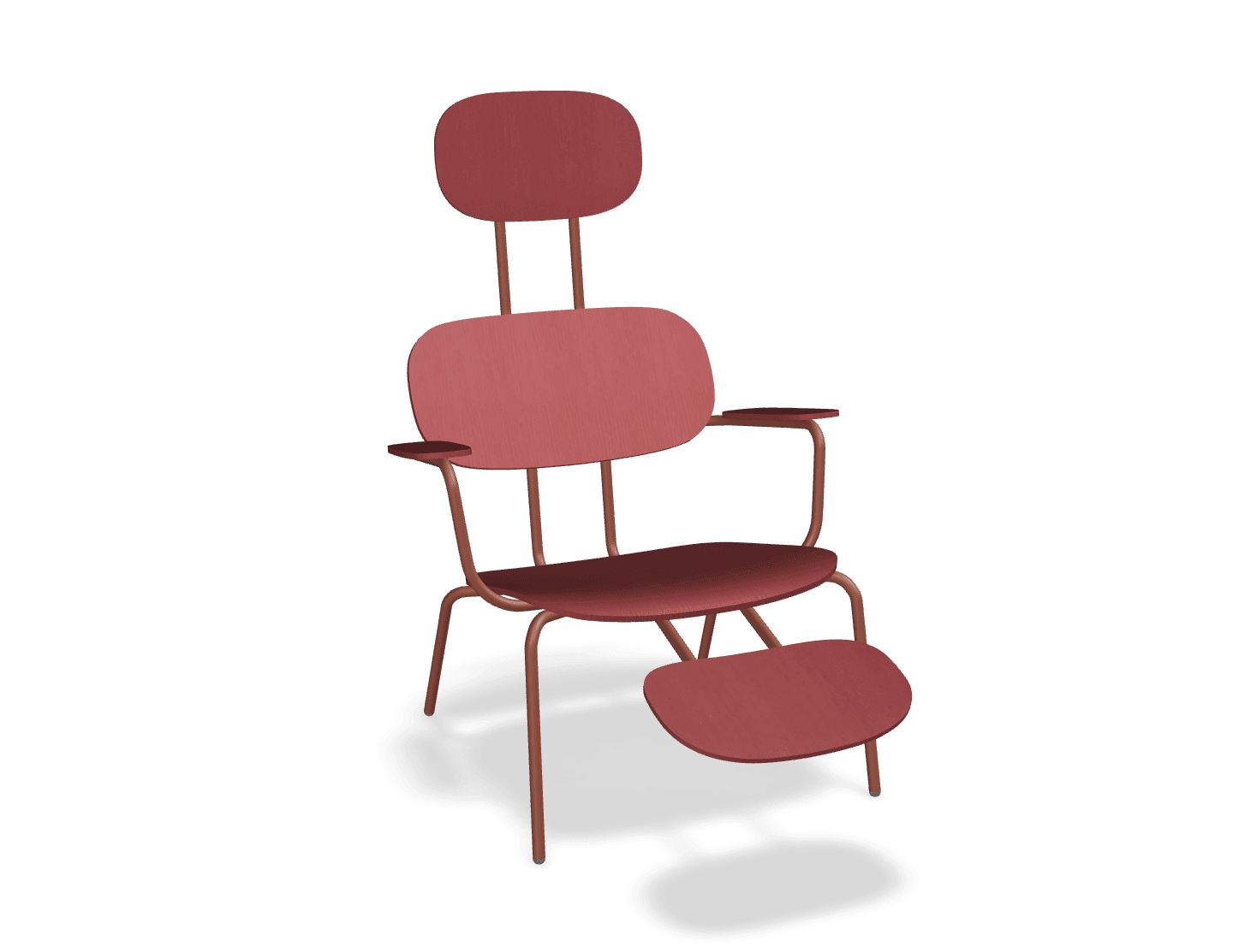 Fotel z zagłówkiem NEW SCHOOL LOUNGE ceglasty MDD czerwony z podnóżkiem Eye on Design