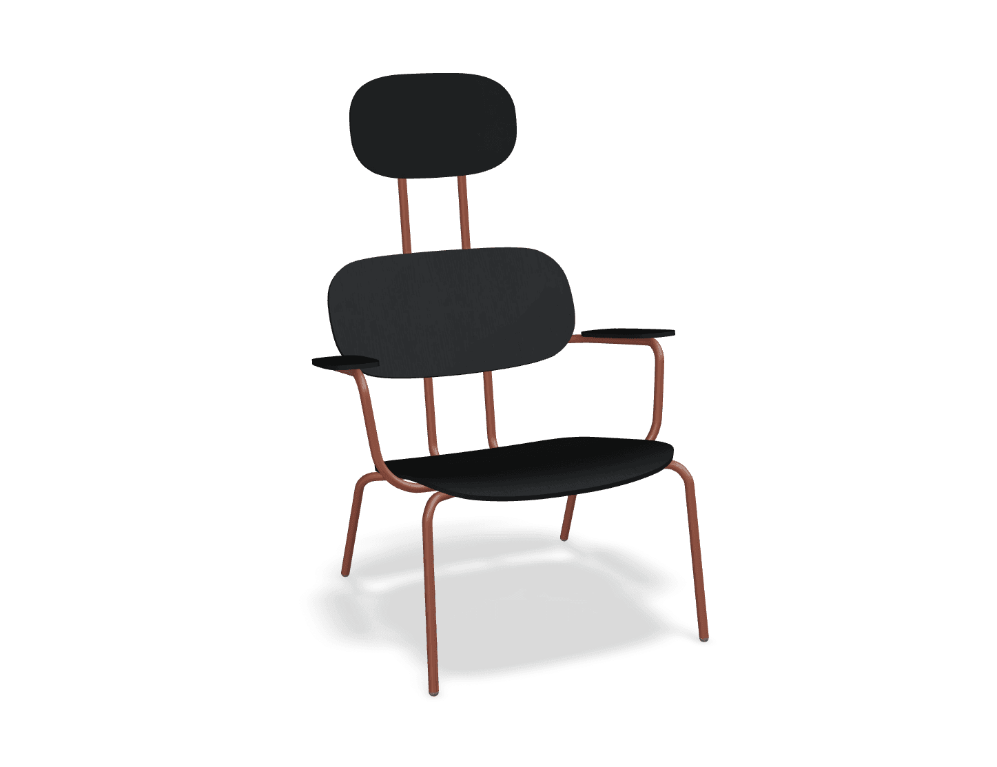 Fotel z zagłówkiem NEW SCHOOL LOUNGE ceglasty MDD czarny bez podnóżka Eye on Design