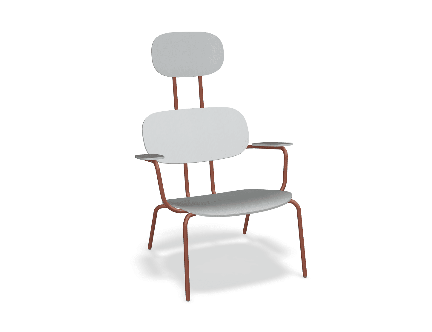 Fotel z zagłówkiem NEW SCHOOL LOUNGE ceglasty MDD perłowy biały bez podnóżka Eye on Design