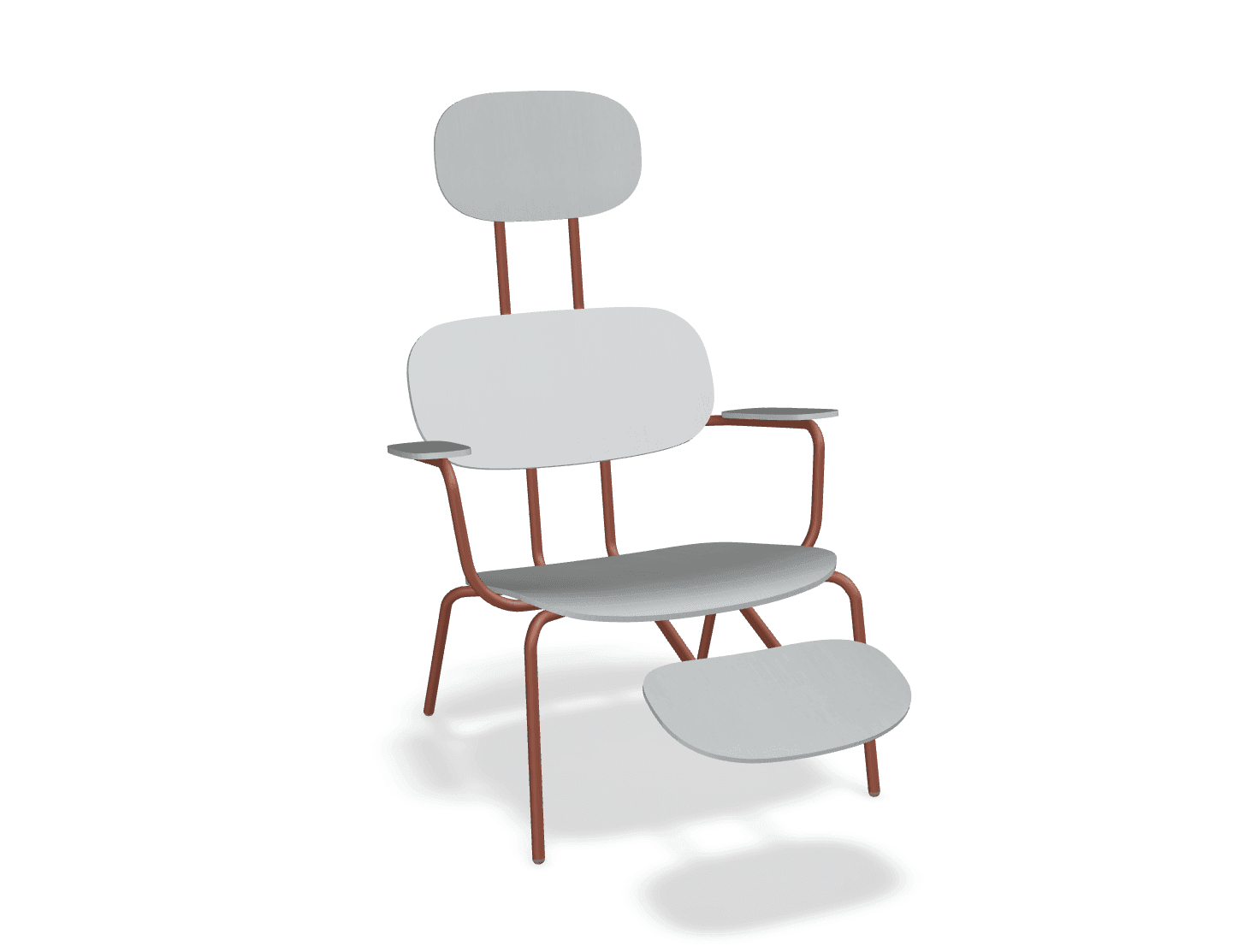 Fotel z zagłówkiem NEW SCHOOL LOUNGE ceglasty MDD perłowy biały z podnóżkiem Eye on Design