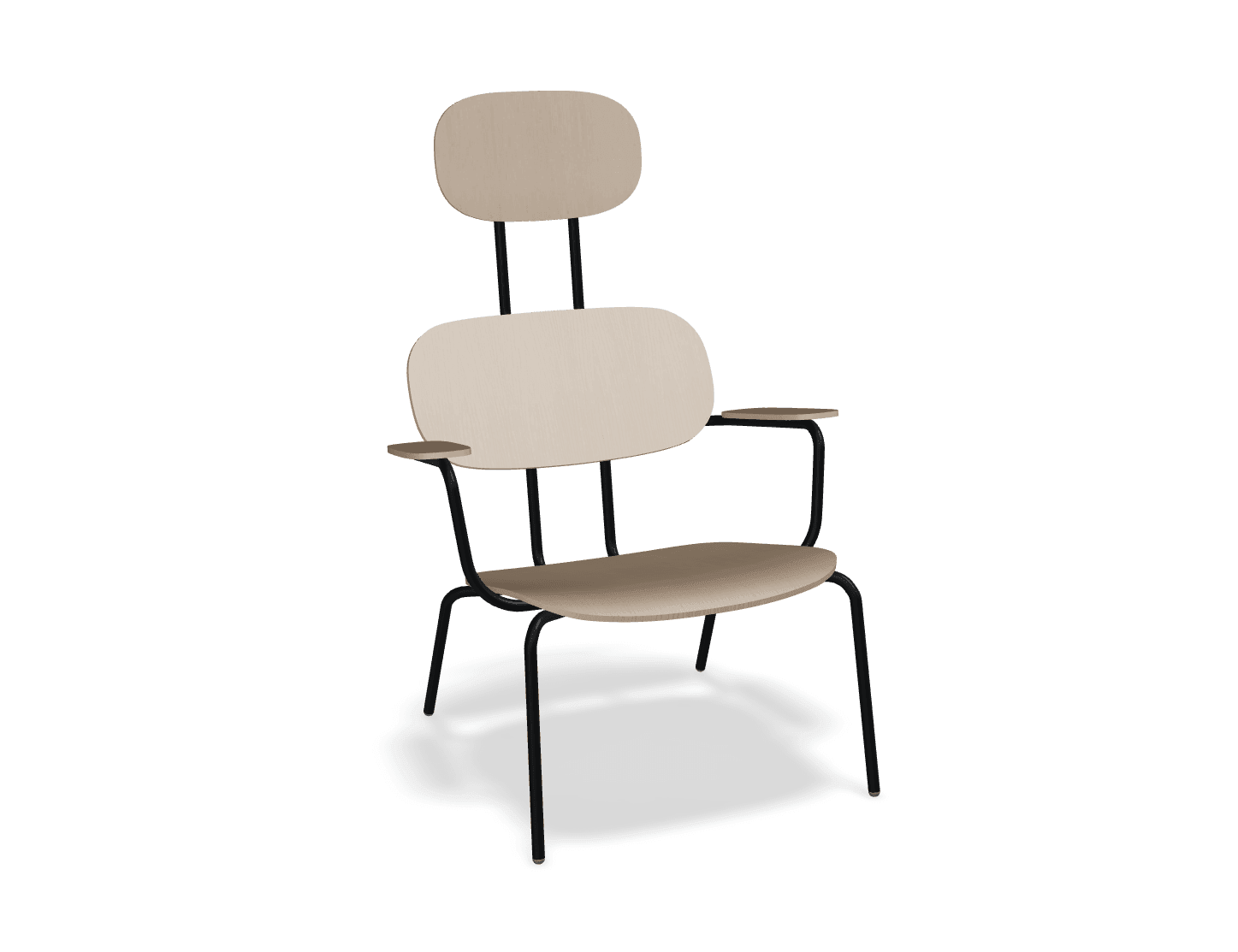 Fotel z zagłówkiem NEW SCHOOL LOUNGE czarny MDD jasny jesion bez podnóżka Eye on Design