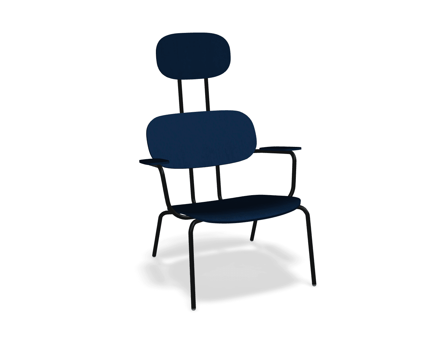 Fotel z zagłówkiem NEW SCHOOL LOUNGE czarny MDD niebieski bez podnóżka Eye on Design