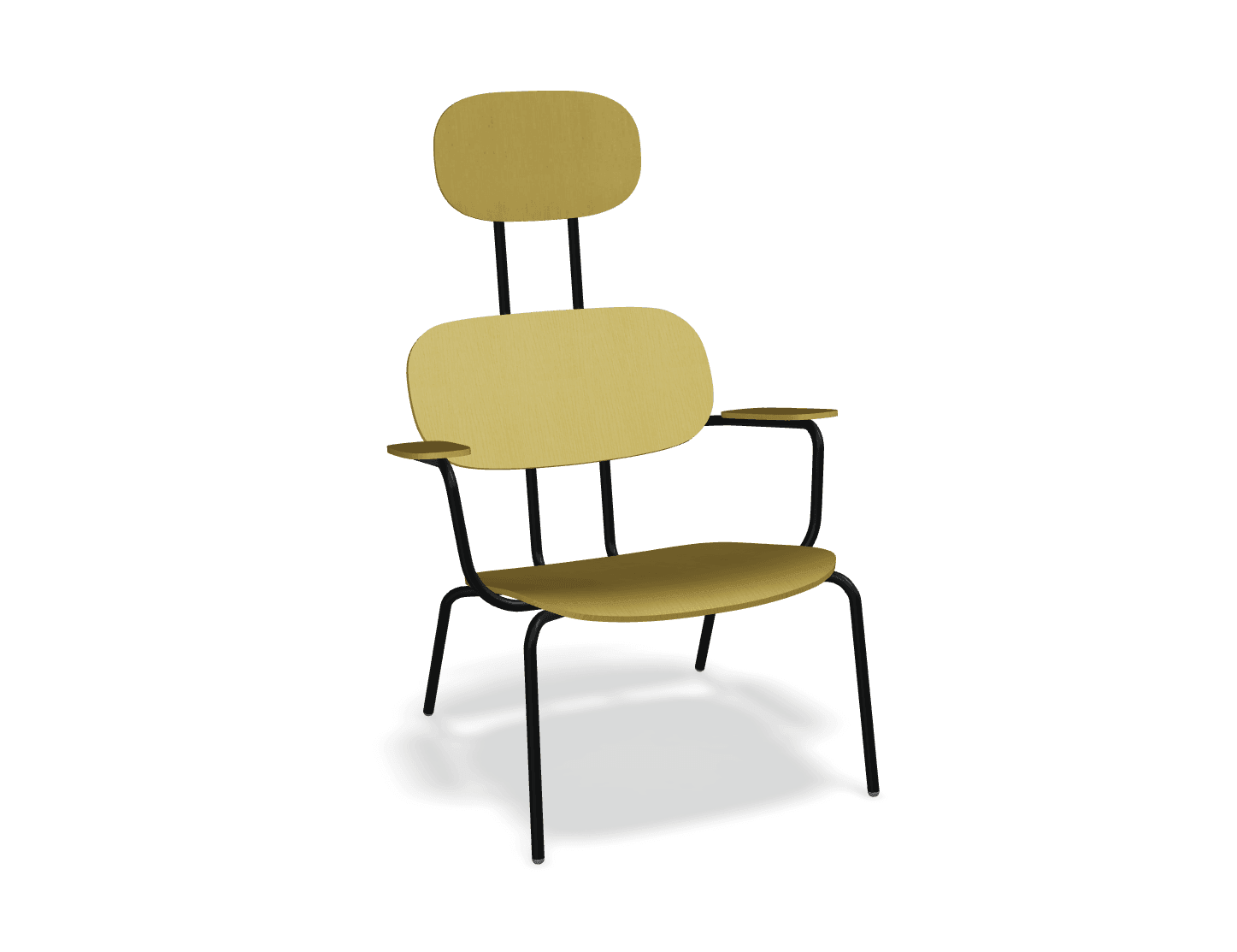 Fotel z zagłówkiem NEW SCHOOL LOUNGE czarny MDD żółty bez podnóżka Eye on Design