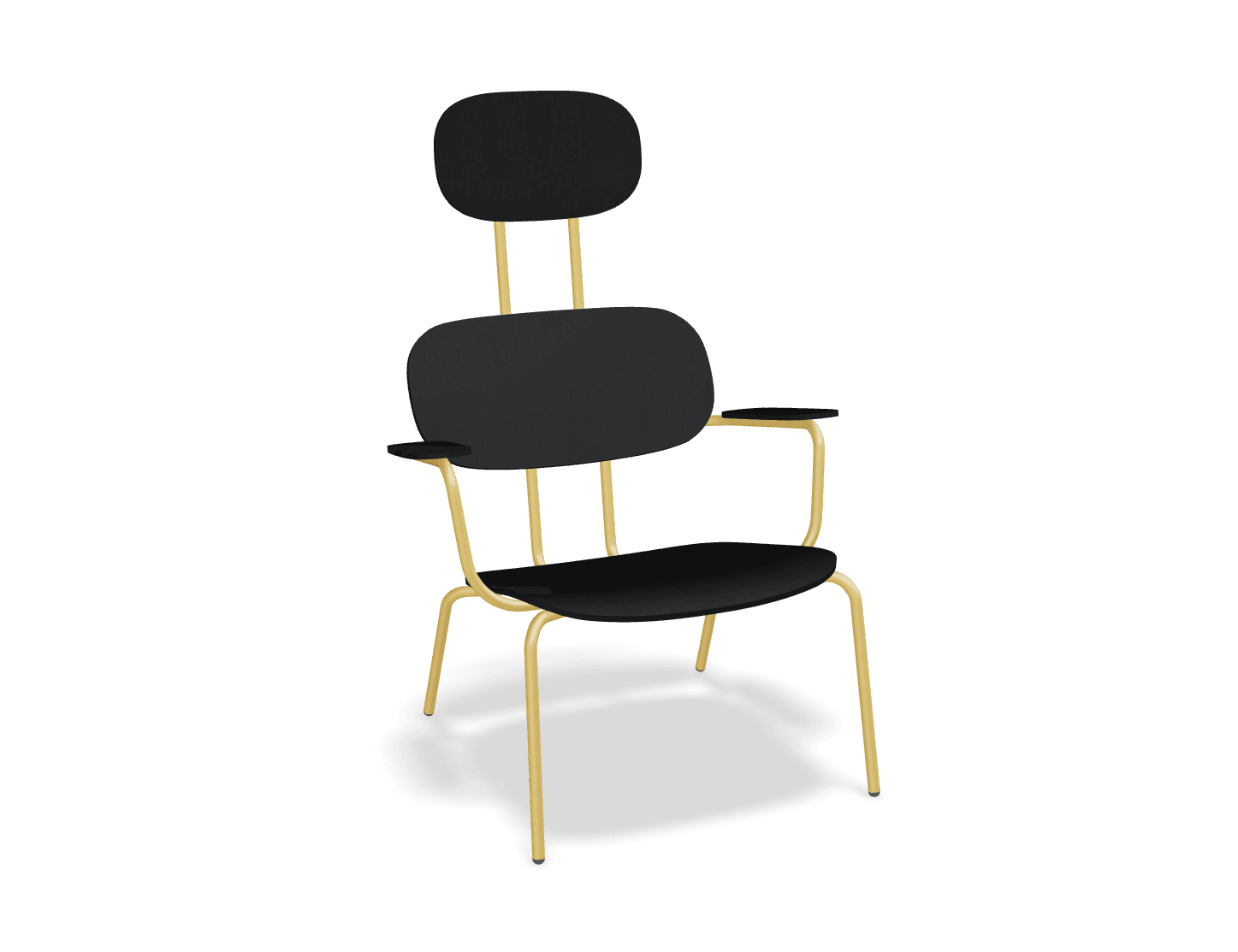 Fotel z zagłówkiem NEW SCHOOL LOUNGE żółty MDD czarny bez podnóżka Eye on Design