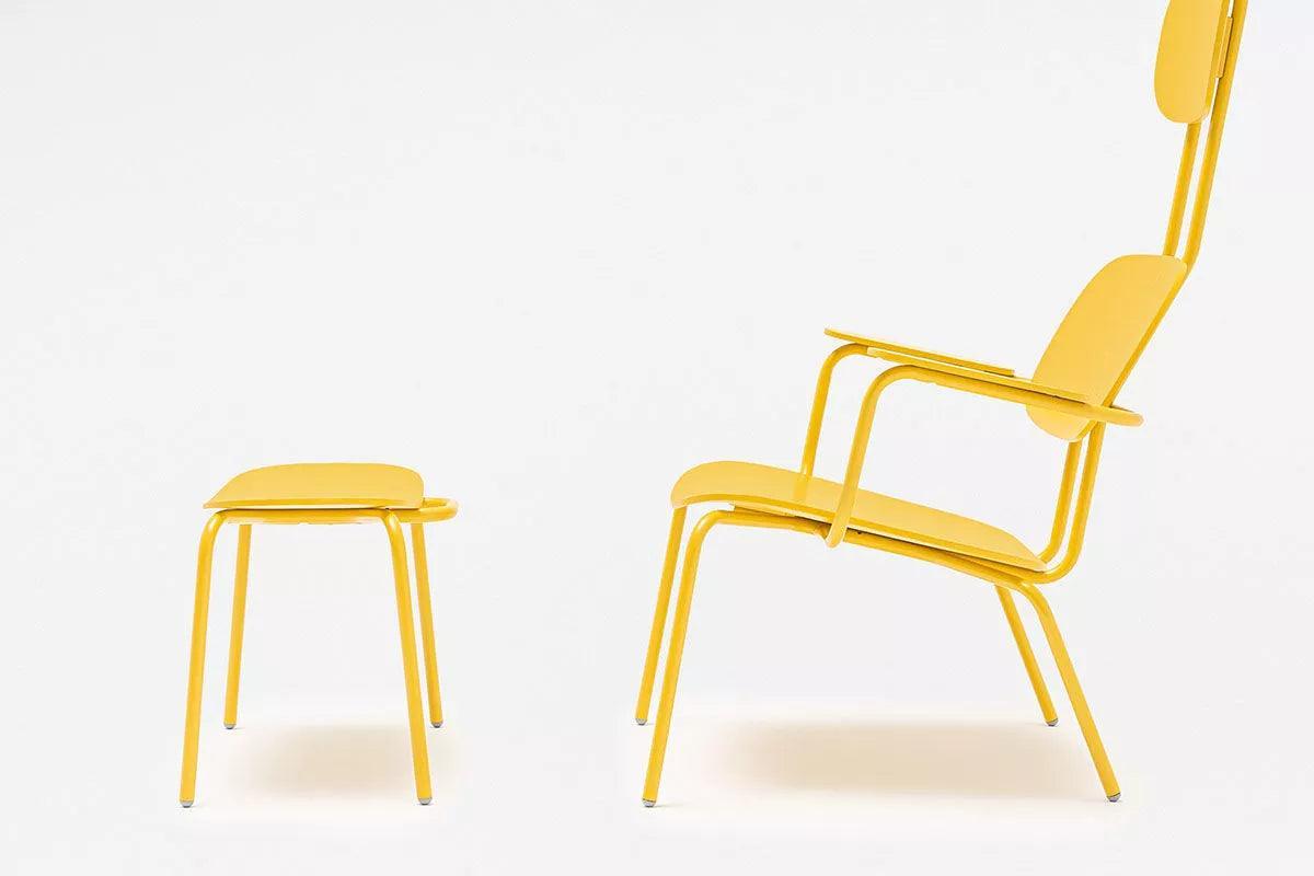 Fotel z zagłówkiem NEW SCHOOL LOUNGE żółty MDD Eye on Design