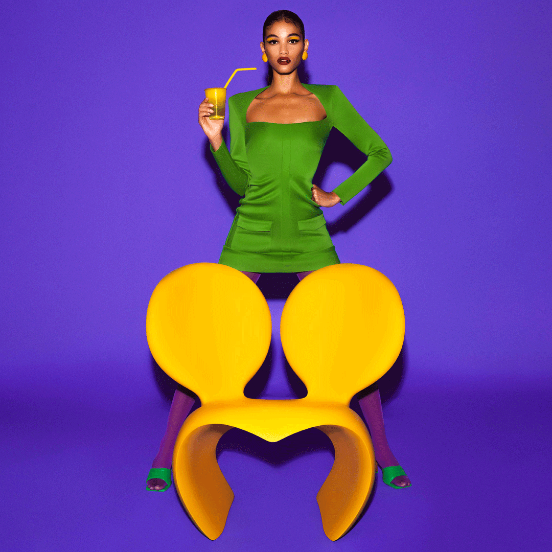 Fotel zewnętrzny DON'T F**K WITH THE MOUSE pomarańczowy Qeeboo Eye on Design