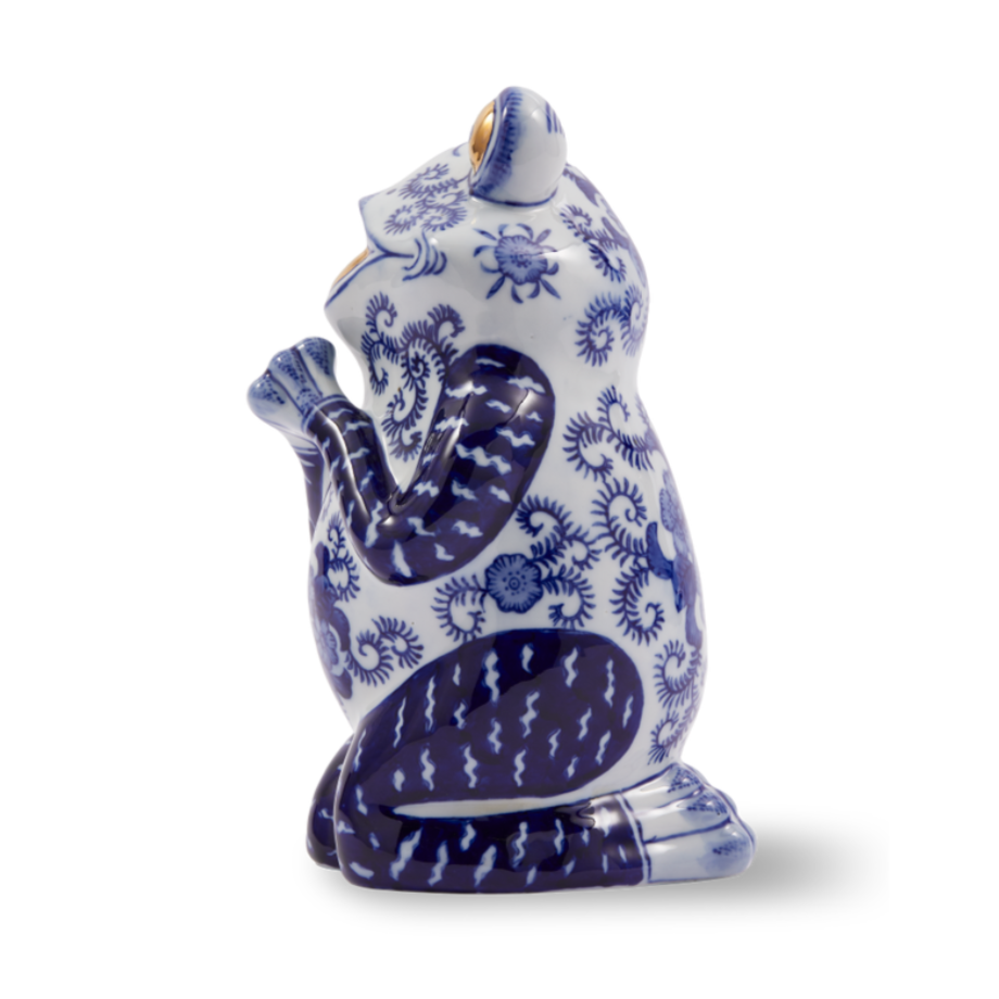 Sparschwein Frosch dunkelblau Porzellan