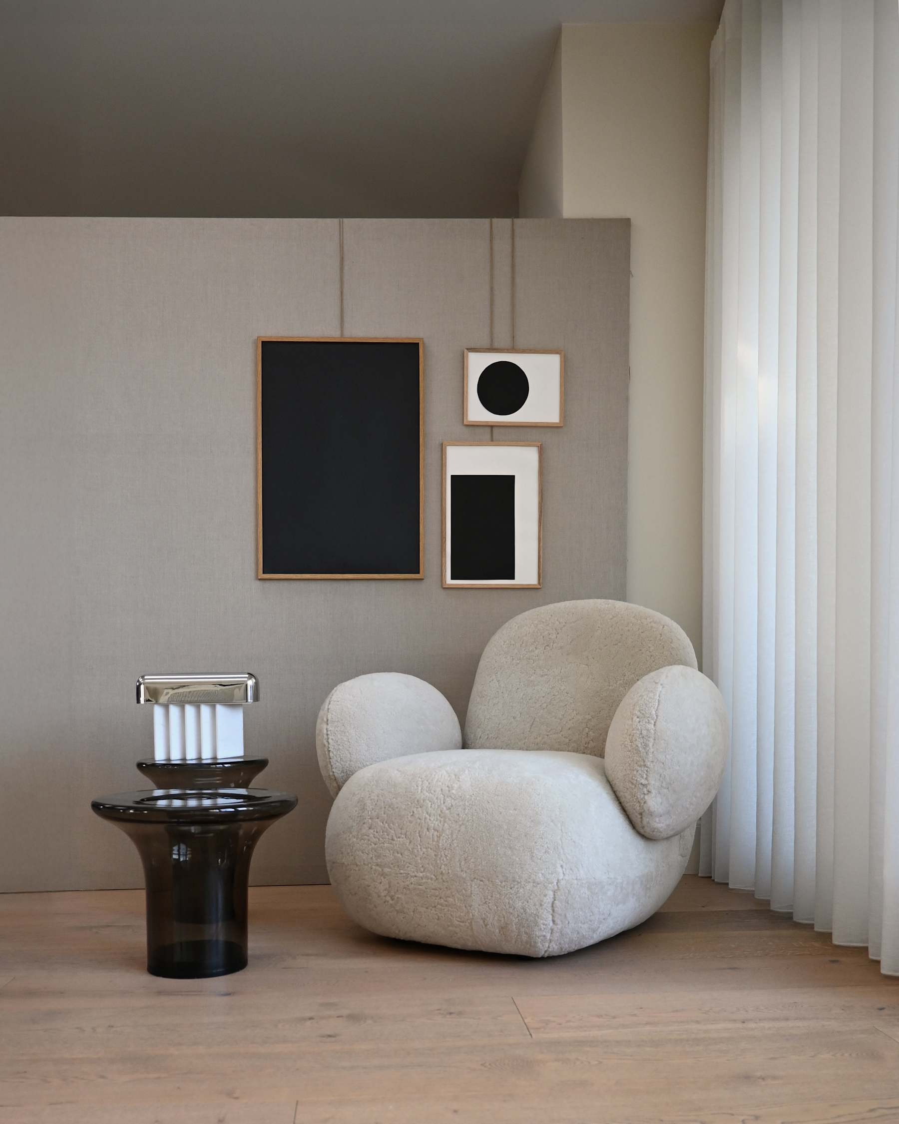 Schaffell TOE FLAT Stoffsessel cremeweiß