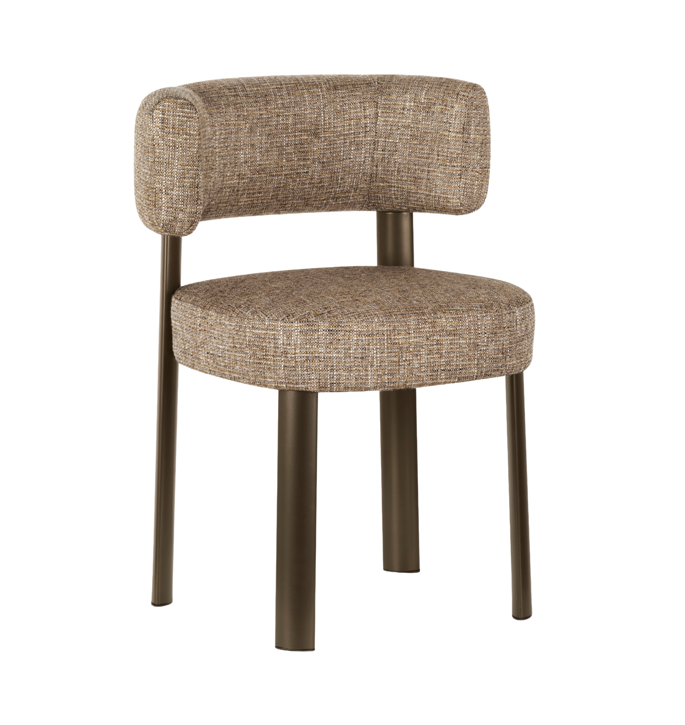 Upholstered GLEN chair with a brown base