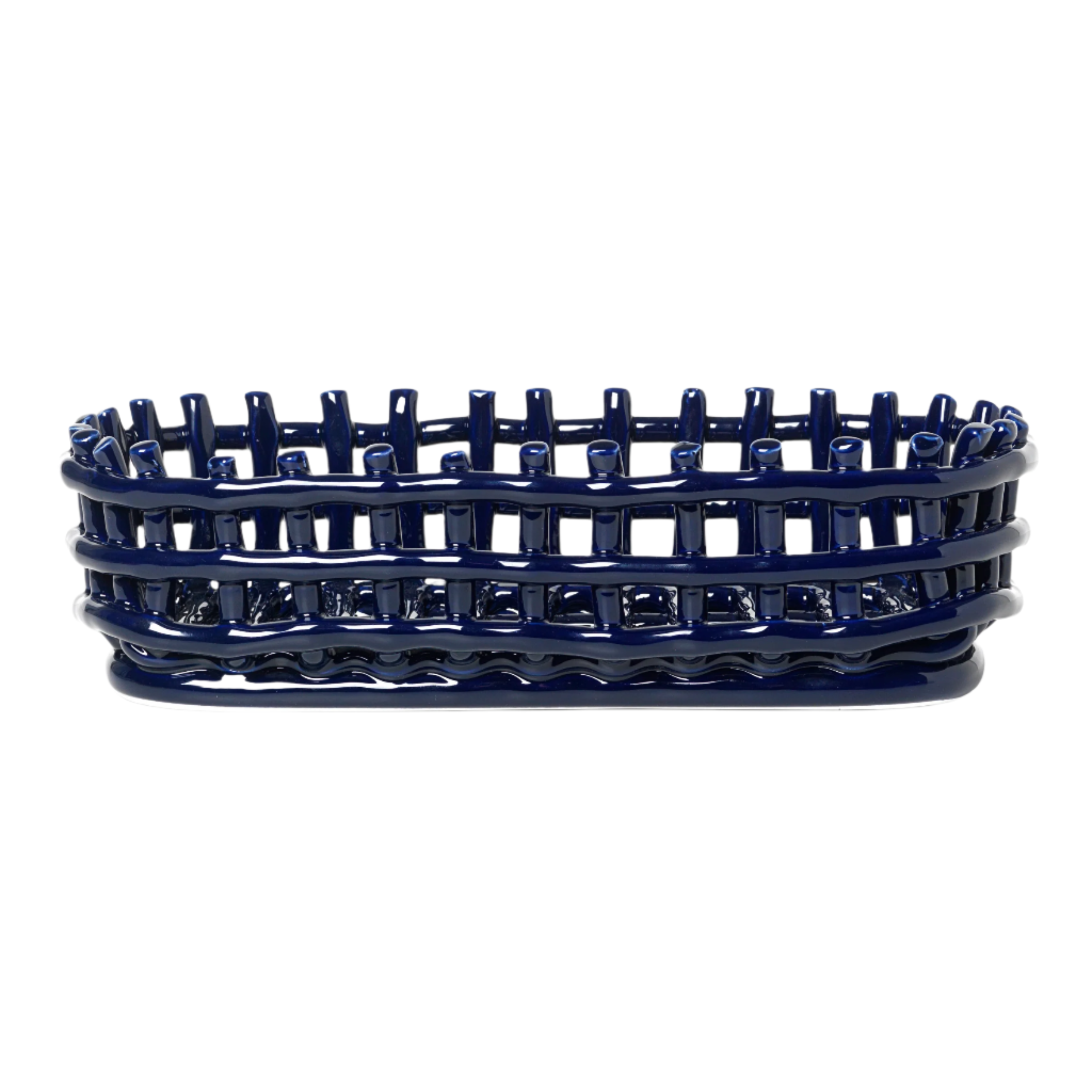 CERAMIC BASKET OVAL blue