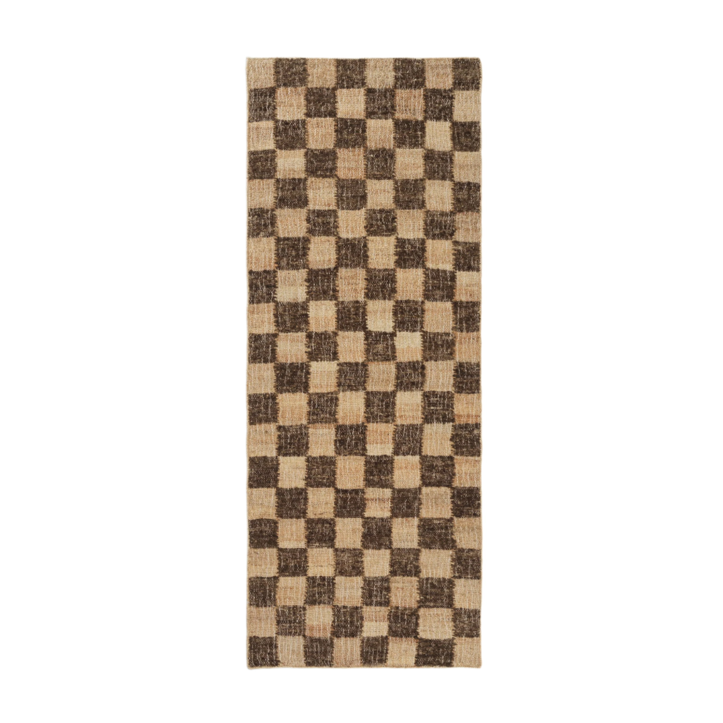 CHECK brown wool-jute runner