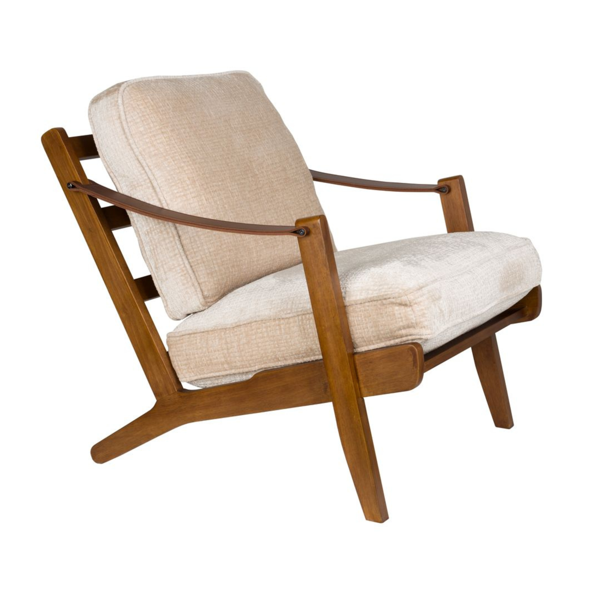 WASHINGTON armchair in beige with a wooden base
