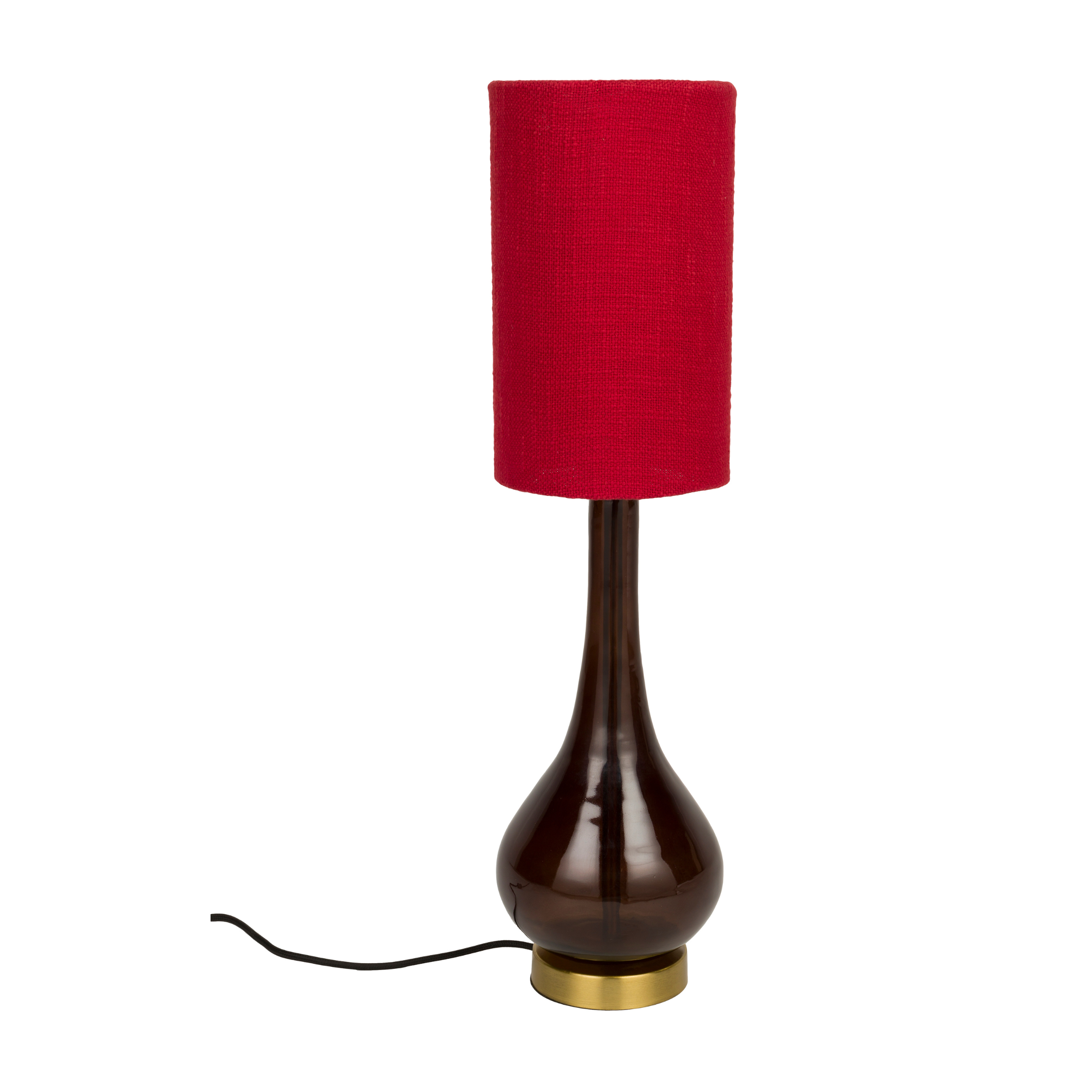 Tischlampe JULES rot mit braunem Fuß