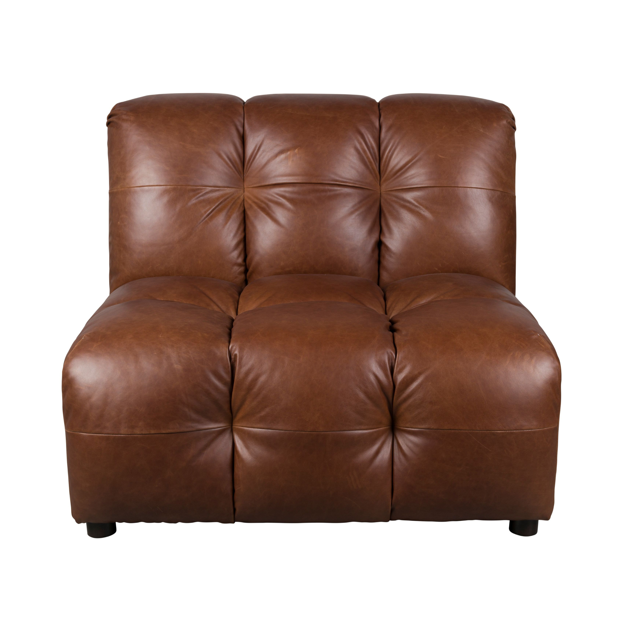 Modulares Sofa HACKMAN - mittleres Element aus schokoladenbraunem Leder