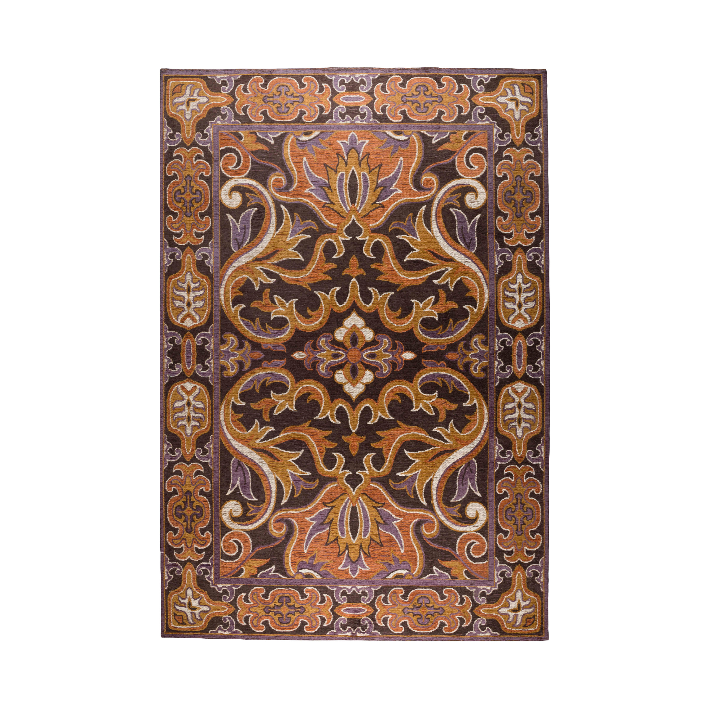 BASHMIRA rug in orange with brown