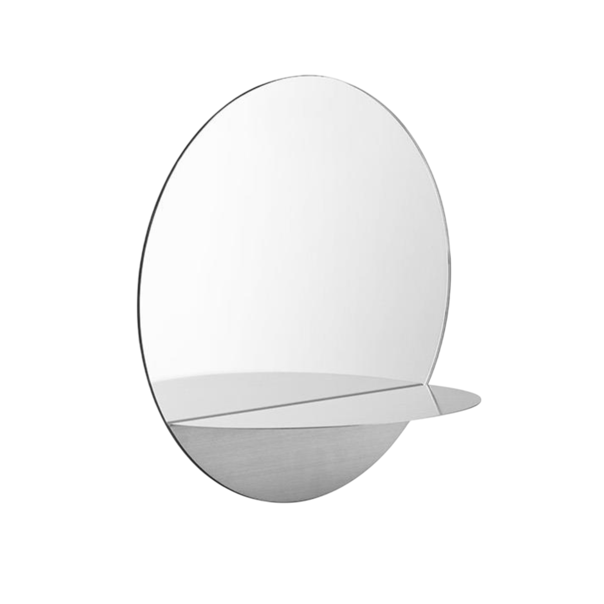 HORIZON ROUND Silver Round Mirror with Shelf