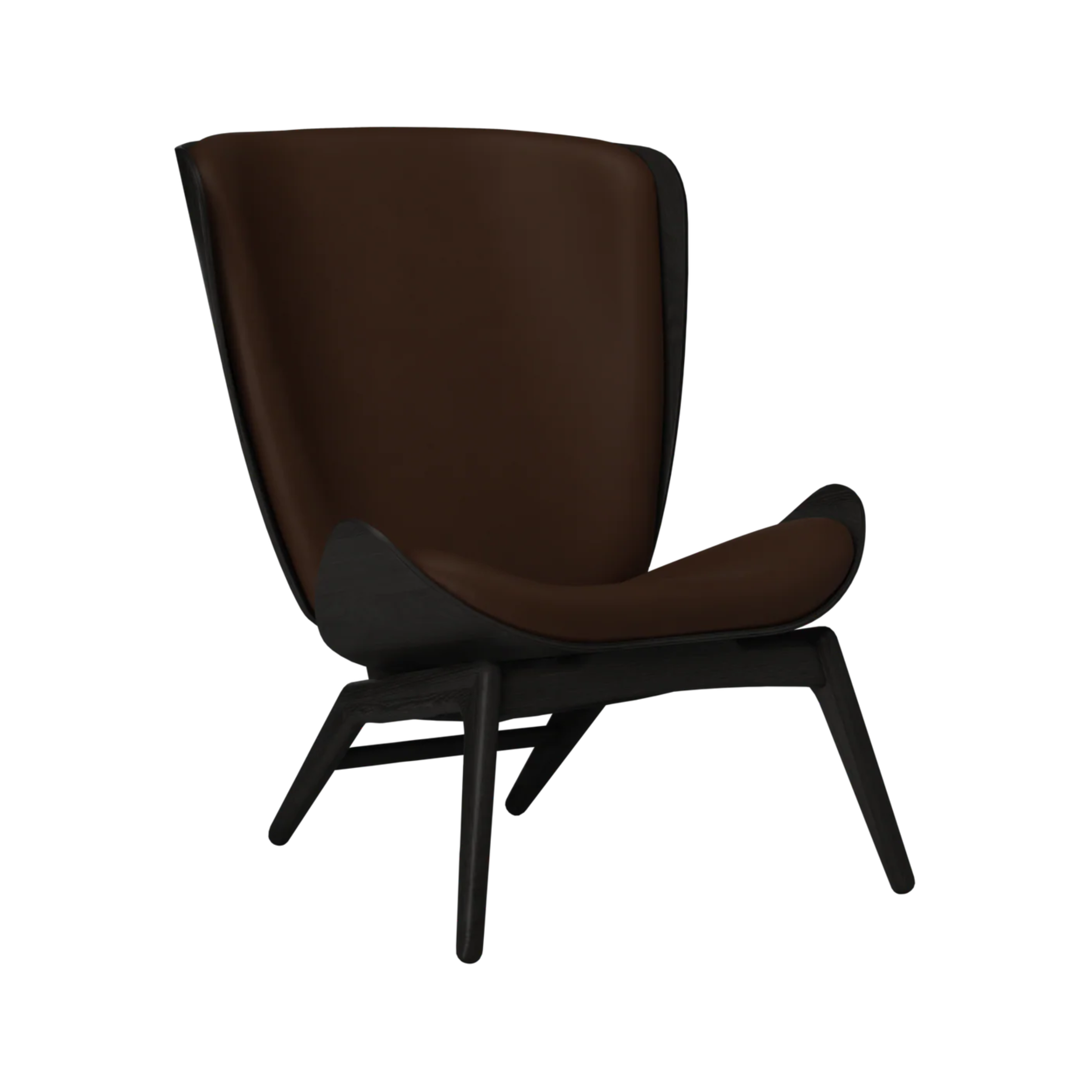 Fauteuil READER bruin leer met zwarte basis