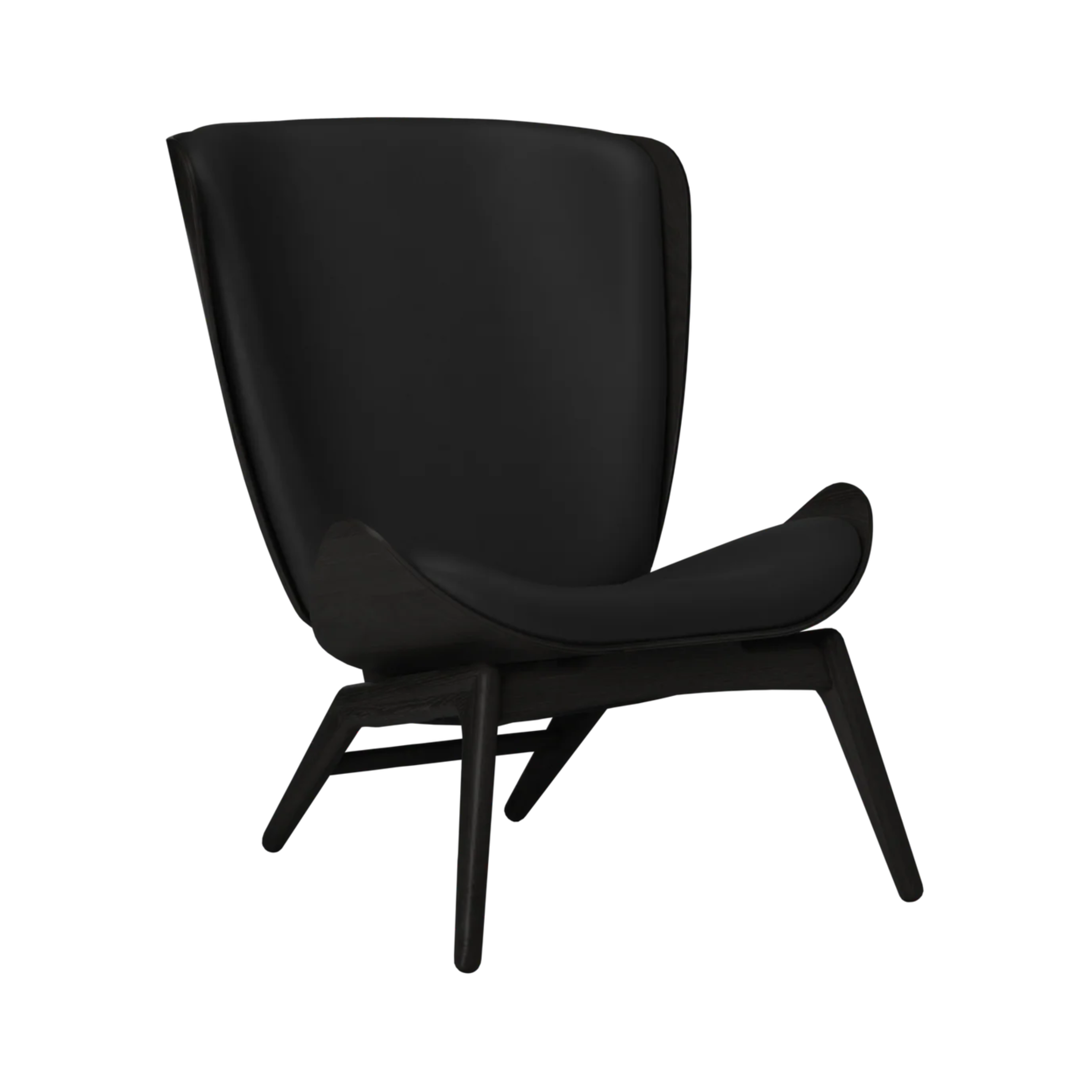 Fauteuil READER zwart leer met zwarte basis
