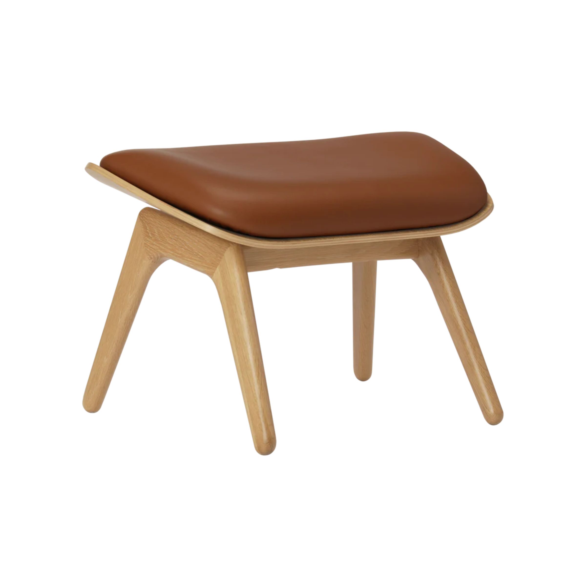 READER footrest cognac leather with oak base