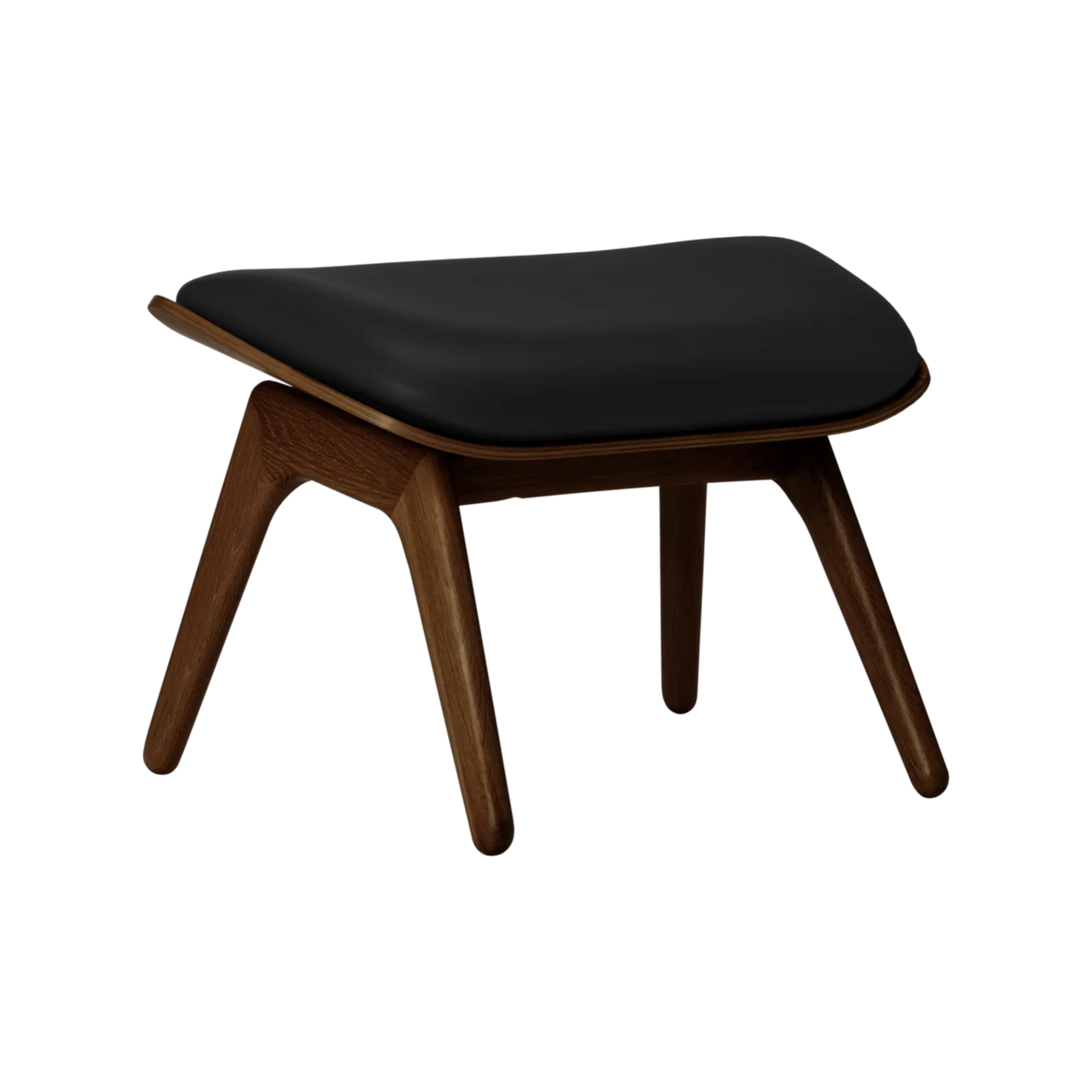 READER footrest black leather with dark oak base