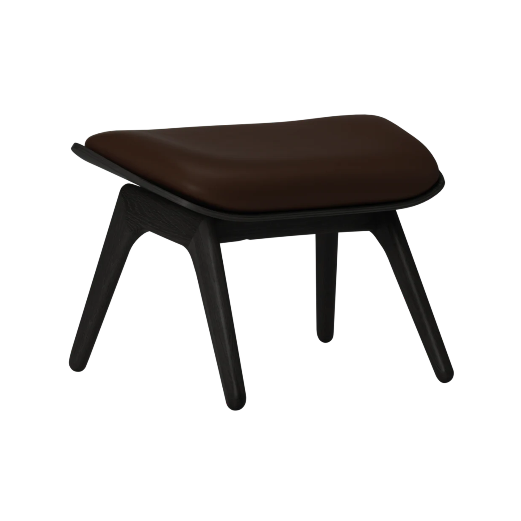 READER footrest brown leather with black base