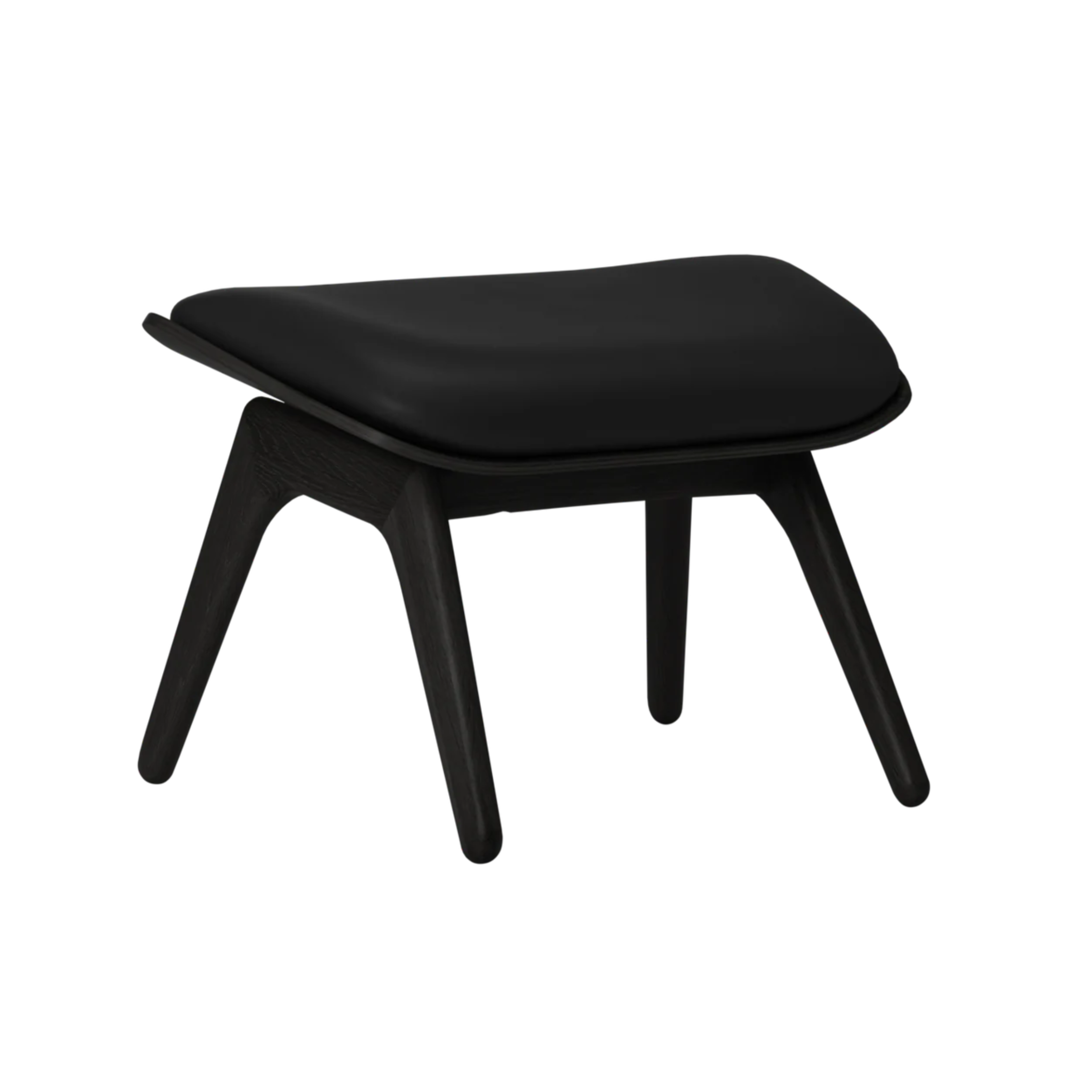 Voetensteun READER zwart leer met zwarte basis