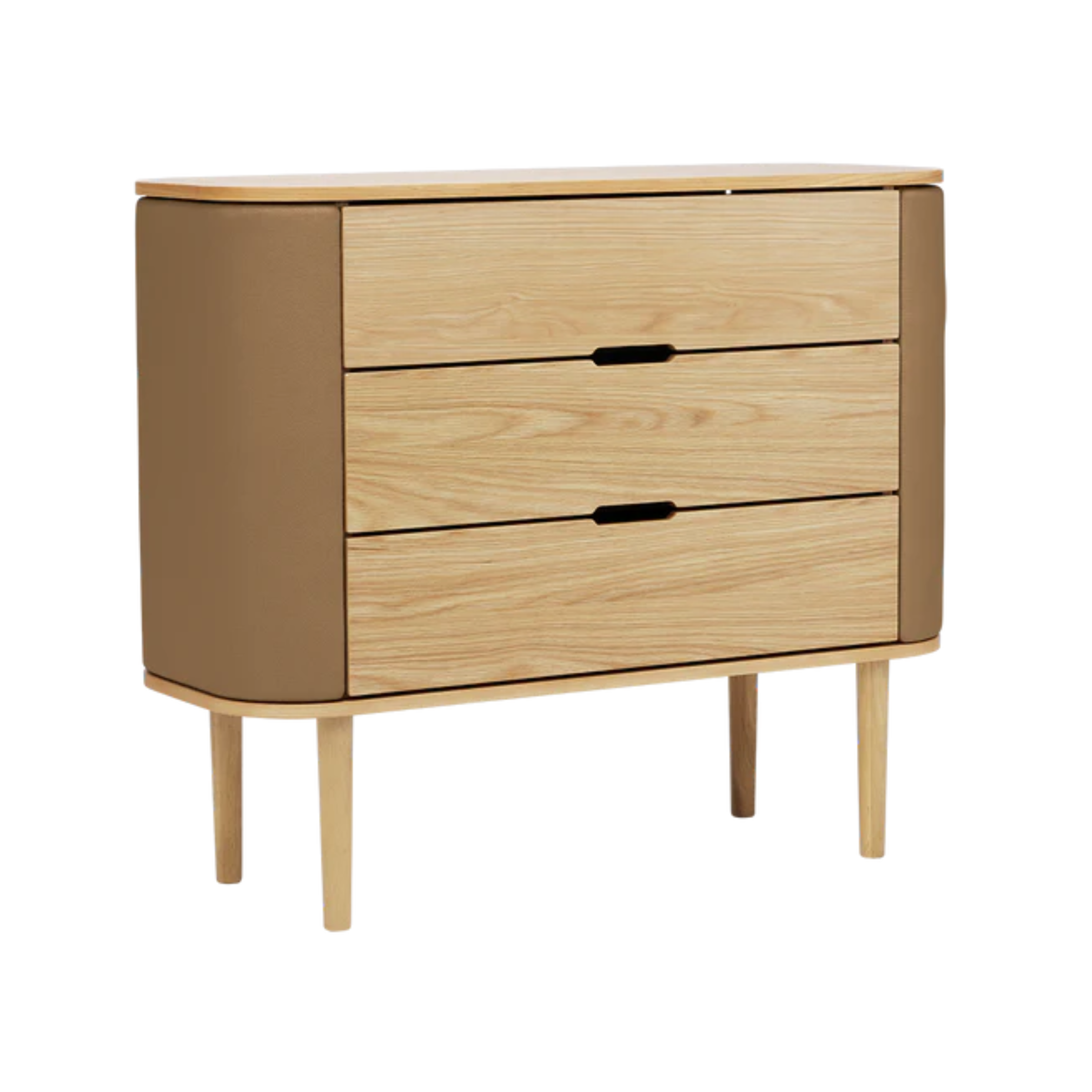 Kast TREASURES karamelkleurig met eiken basis