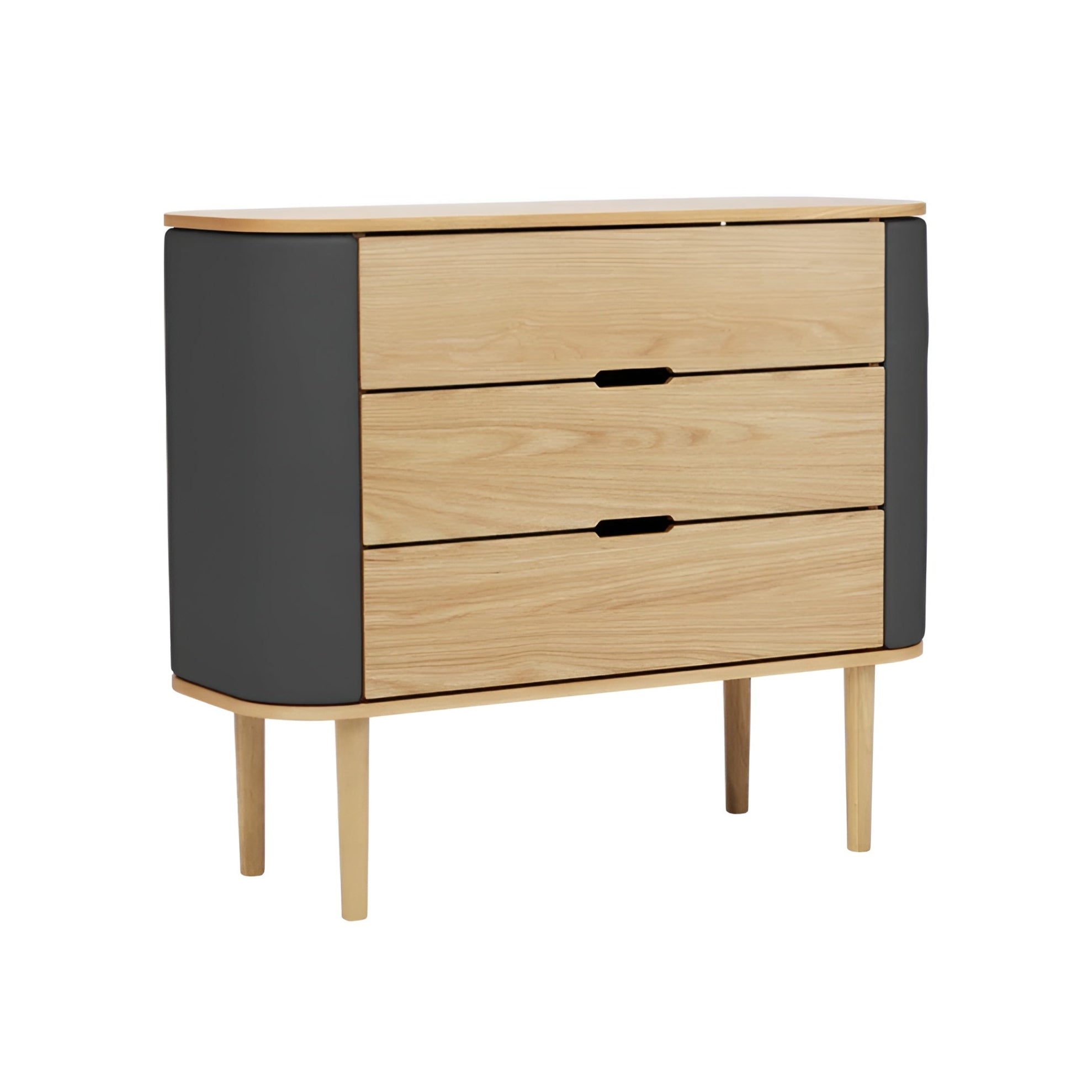 TREASURES kast donkergrijs met eiken basis