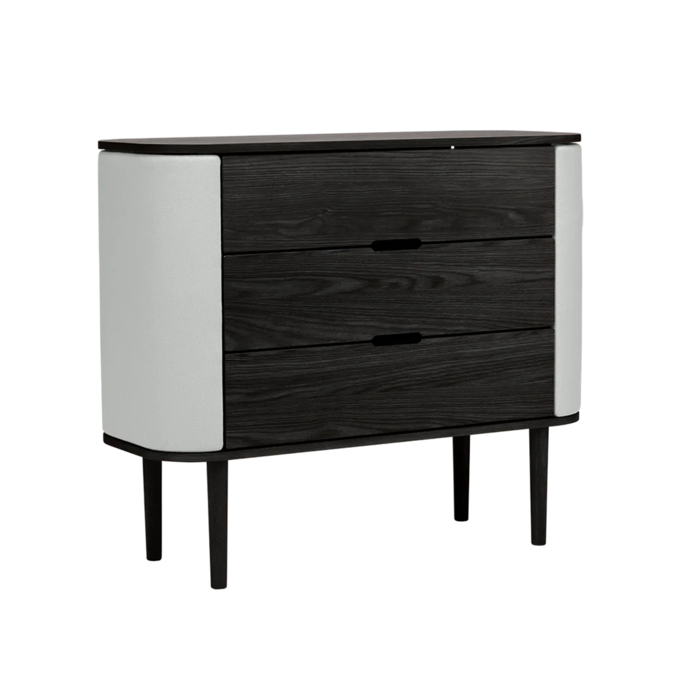 Schrank TREASURES gebrochenes Weiß mit schwarzem Sockel